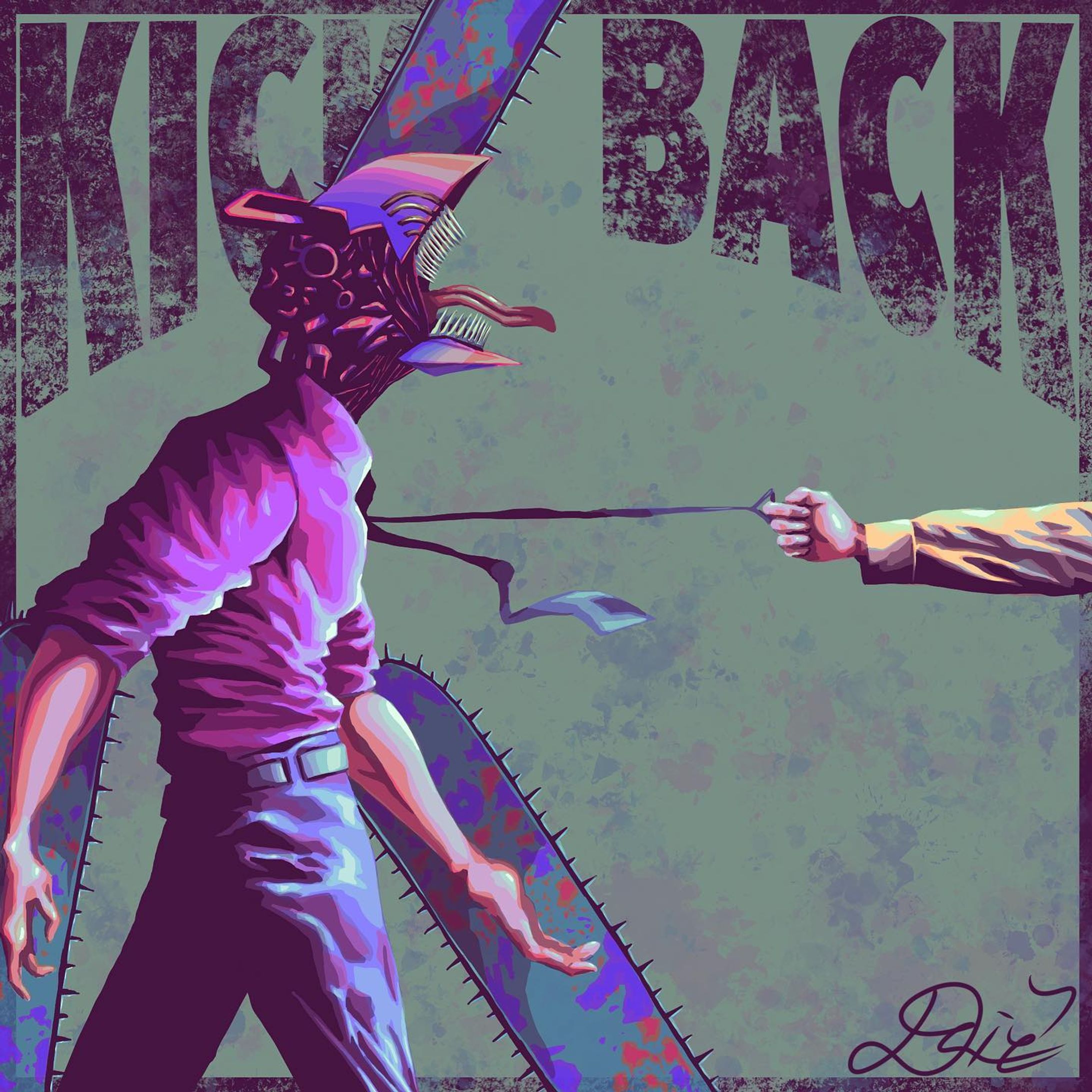 米津玄師さんの楽曲『KICK BACK』のジャケットイラスト　オマージュ作品-1