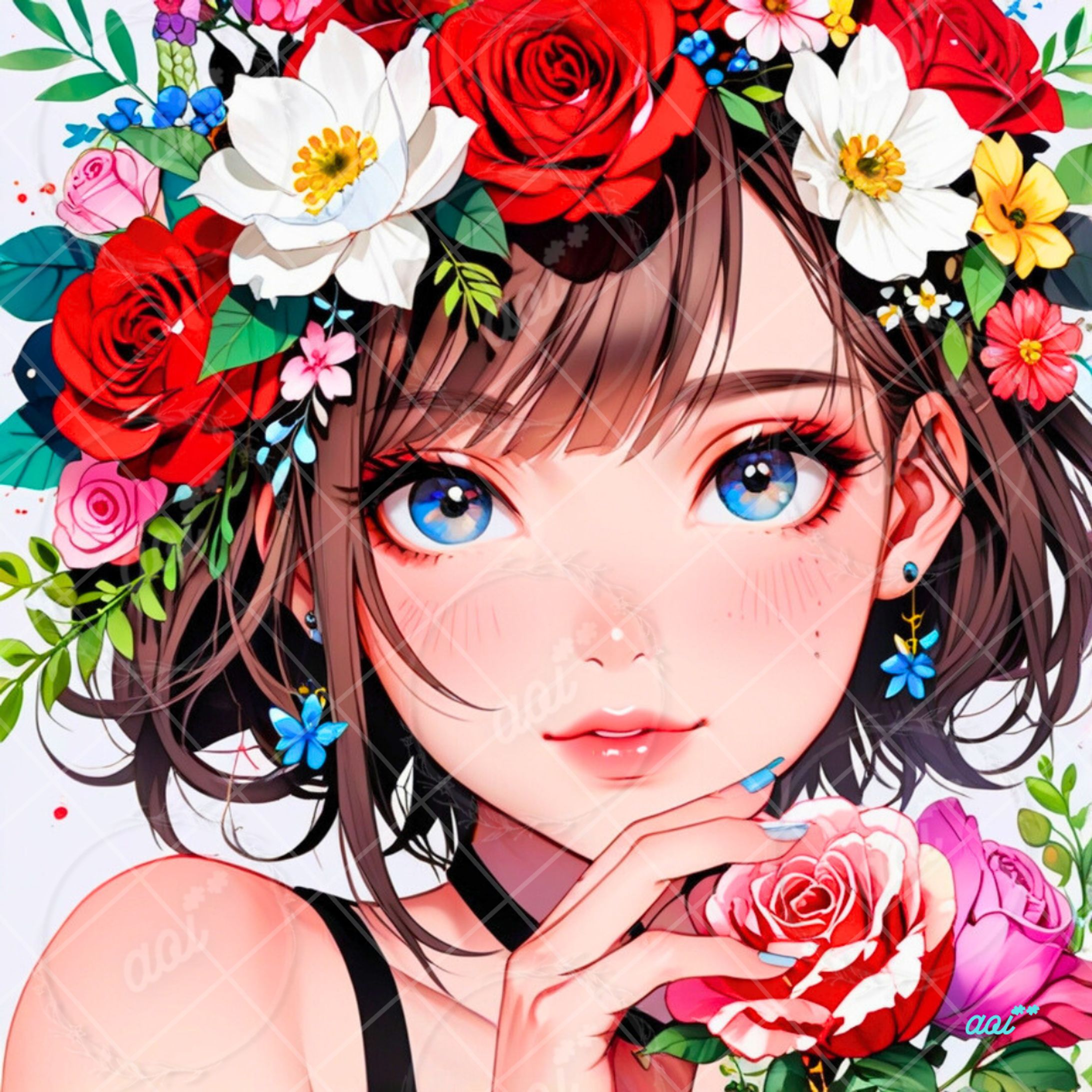 花と女の子-1