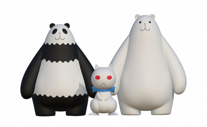 【スカルプトモデリング】『パグサイクスへようこそ』メインキャラクター