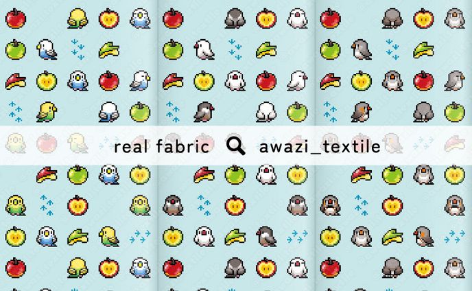 鳥とリンゴのピクセルアート
