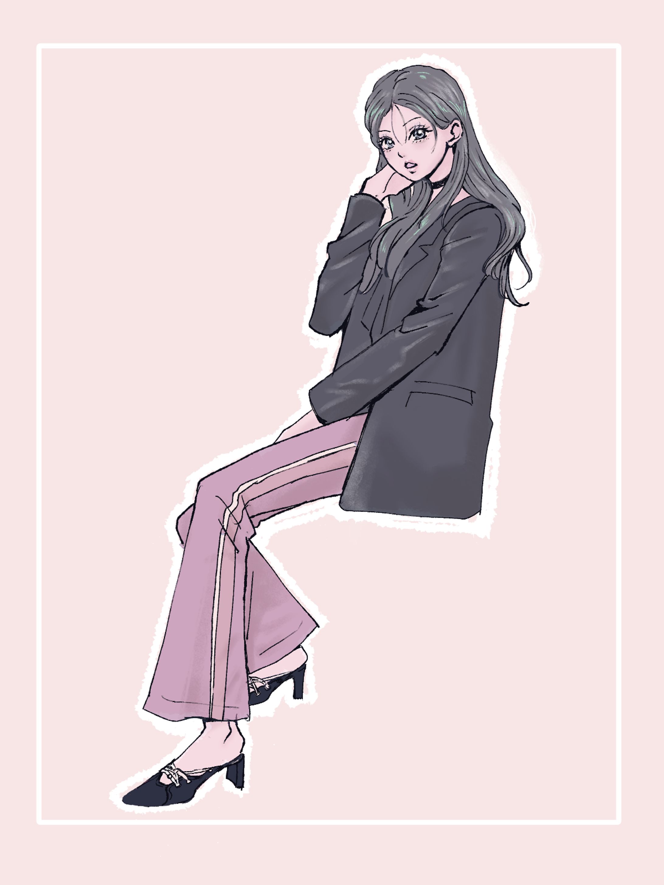 ジャケット×トラックパンツコーデ-1