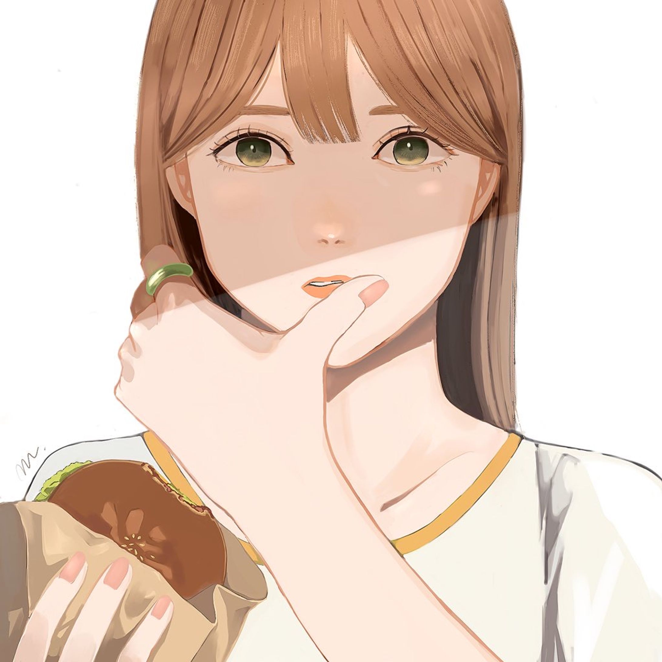 ハンバーガーと女の子のイラスト-1