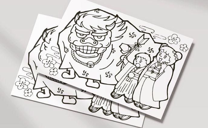 年賀状の塗り絵イラスト