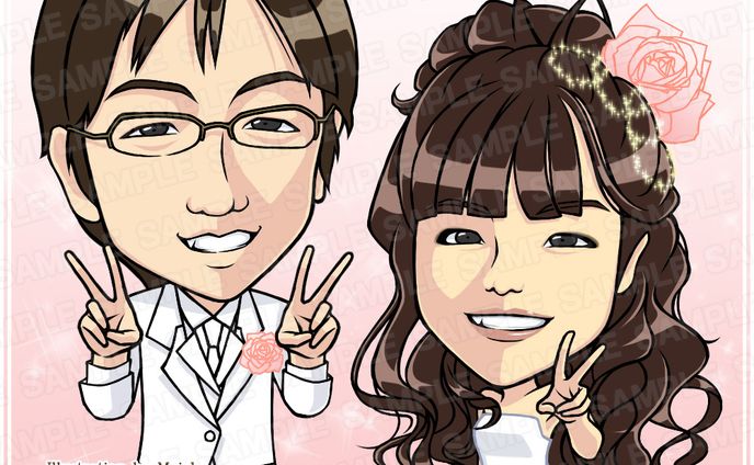 結婚式、似顔絵イラスト
