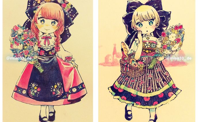 【イラスト】アルザス民族衣装の女の子