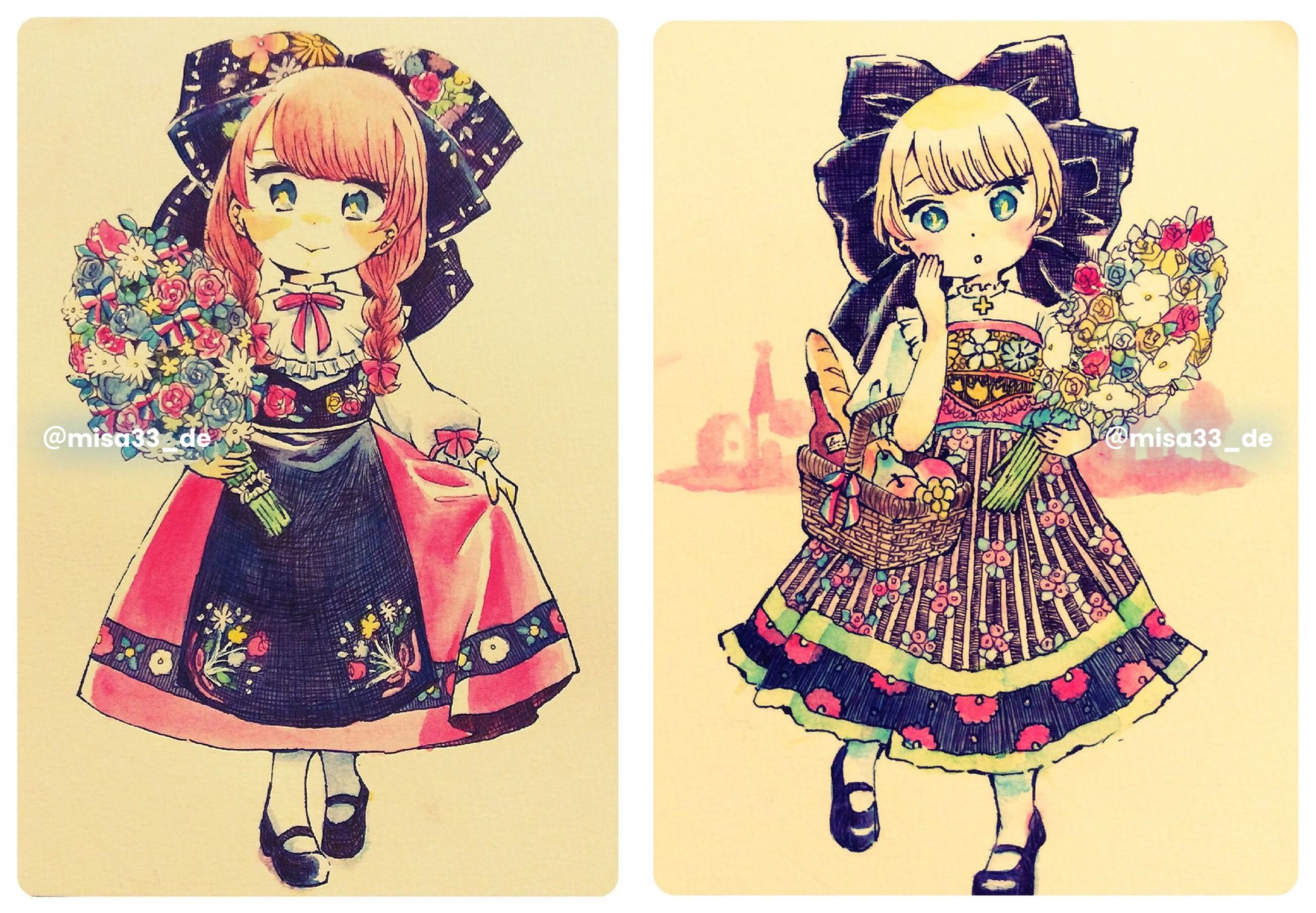 【イラスト】アルザス民族衣装の女の子-1