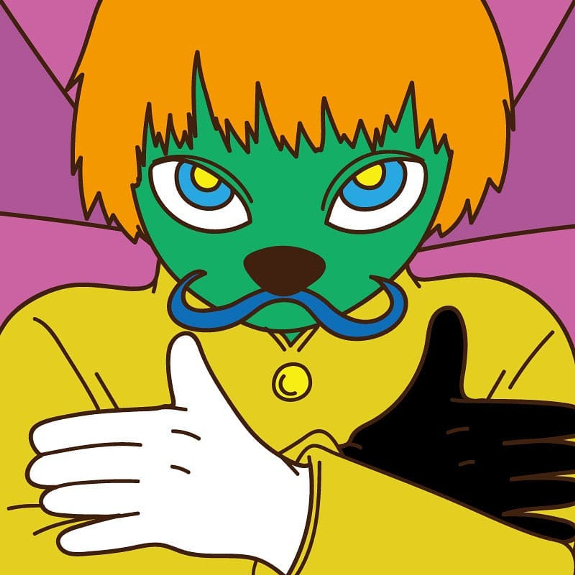 #illust#picture#絵#イラスト#ヒゲ#手袋#hands#yellow#green#緑#黄色#キャラクター#character#fashion#blackandwhite #gloves#mustache-1