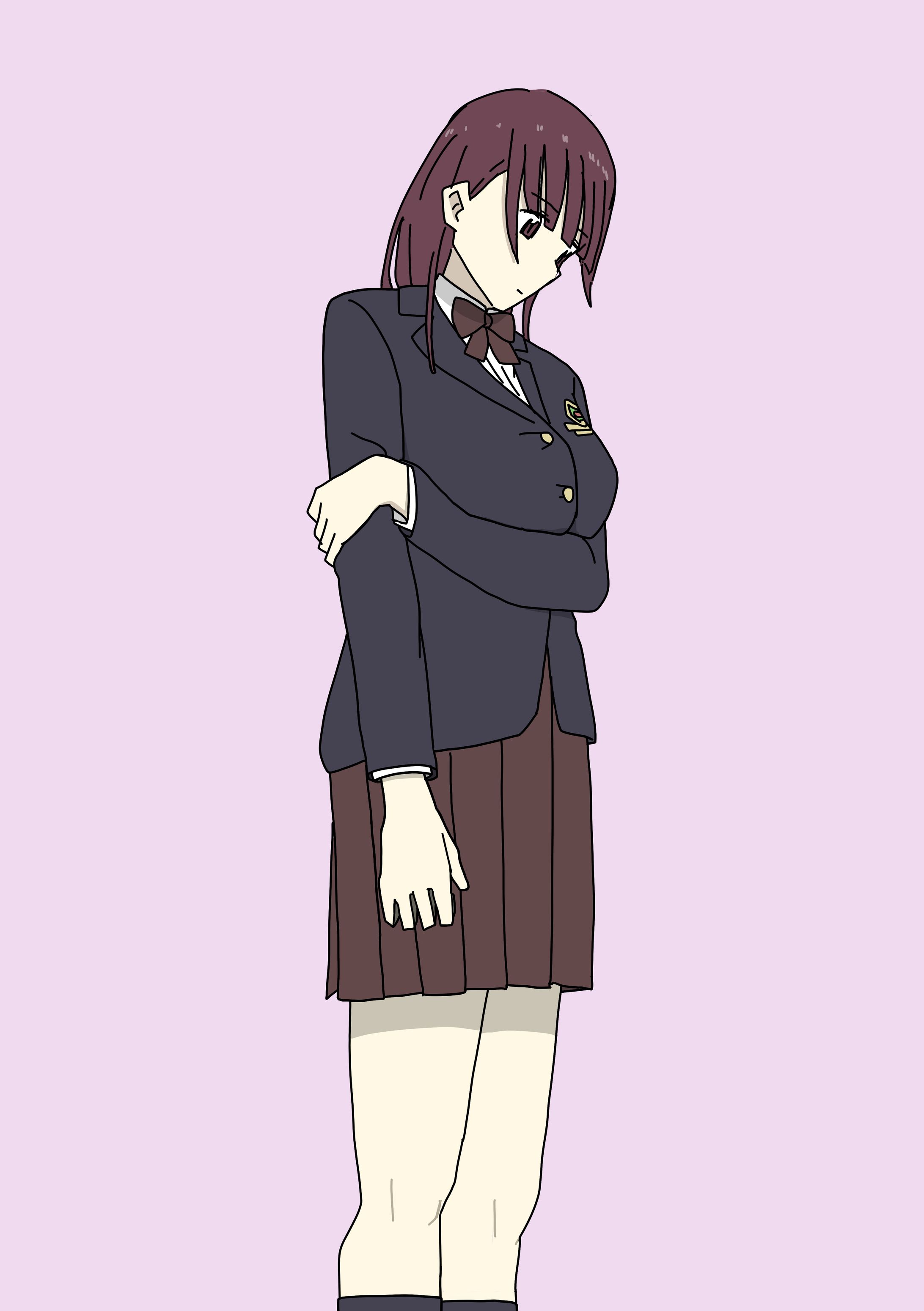 下を向く制服少女-1