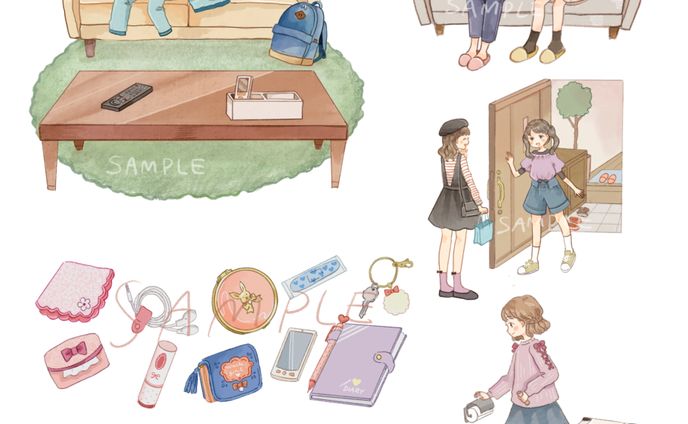 西東社さま「ミラクルガール相談室ステキ女子の片づけレッスン」挿絵