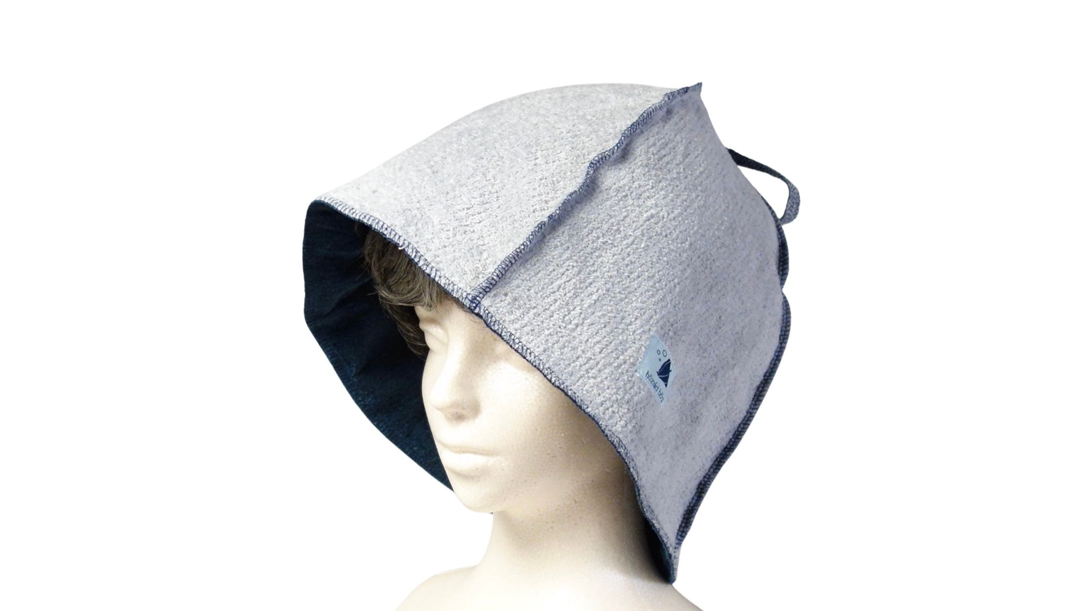 グレー × ネイビー サウナハット リバーシブル-1