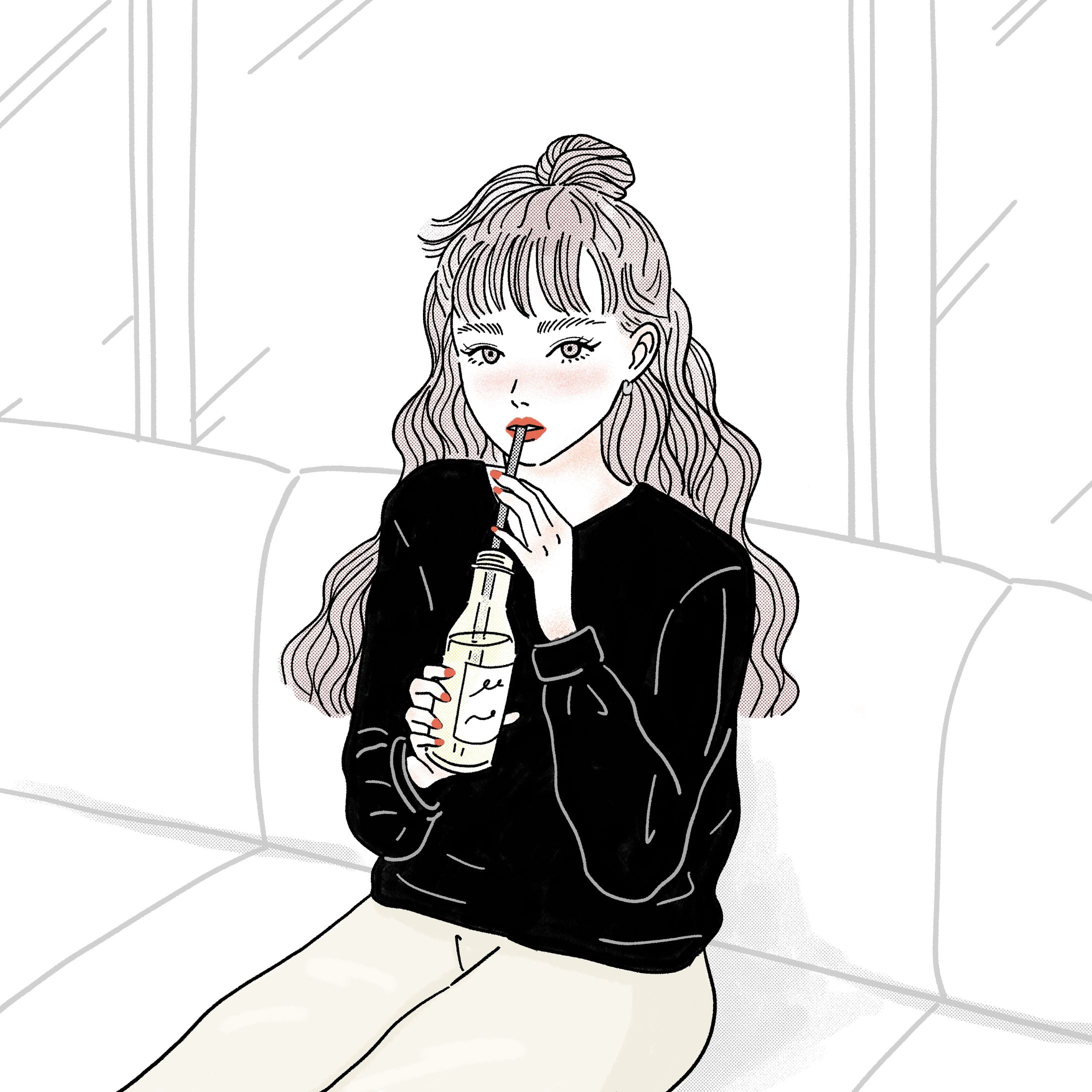 カフェタイムの女性-1
