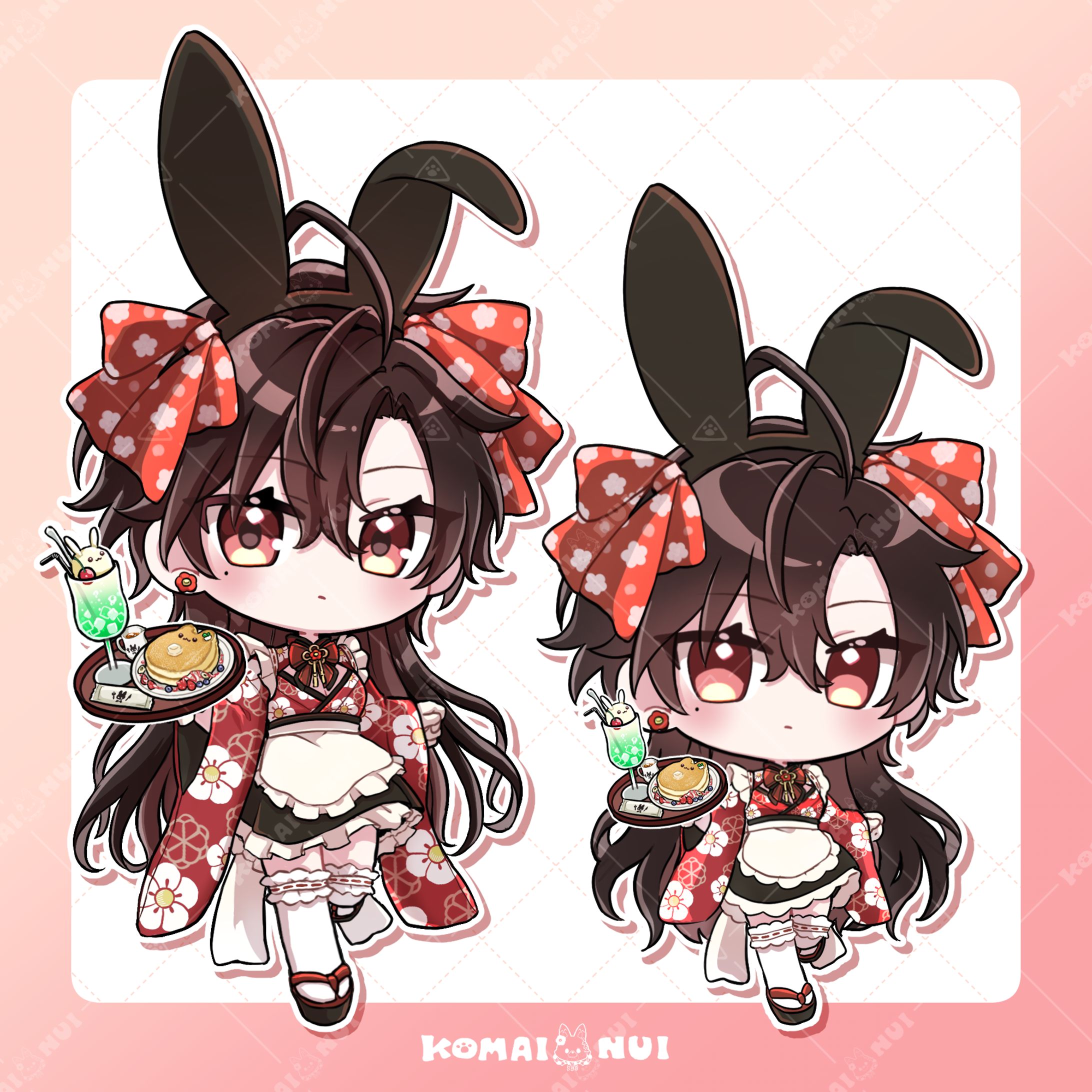 【オリジナル】和風メイドなバニーガールちゃん_デフォルメ2パターン-1