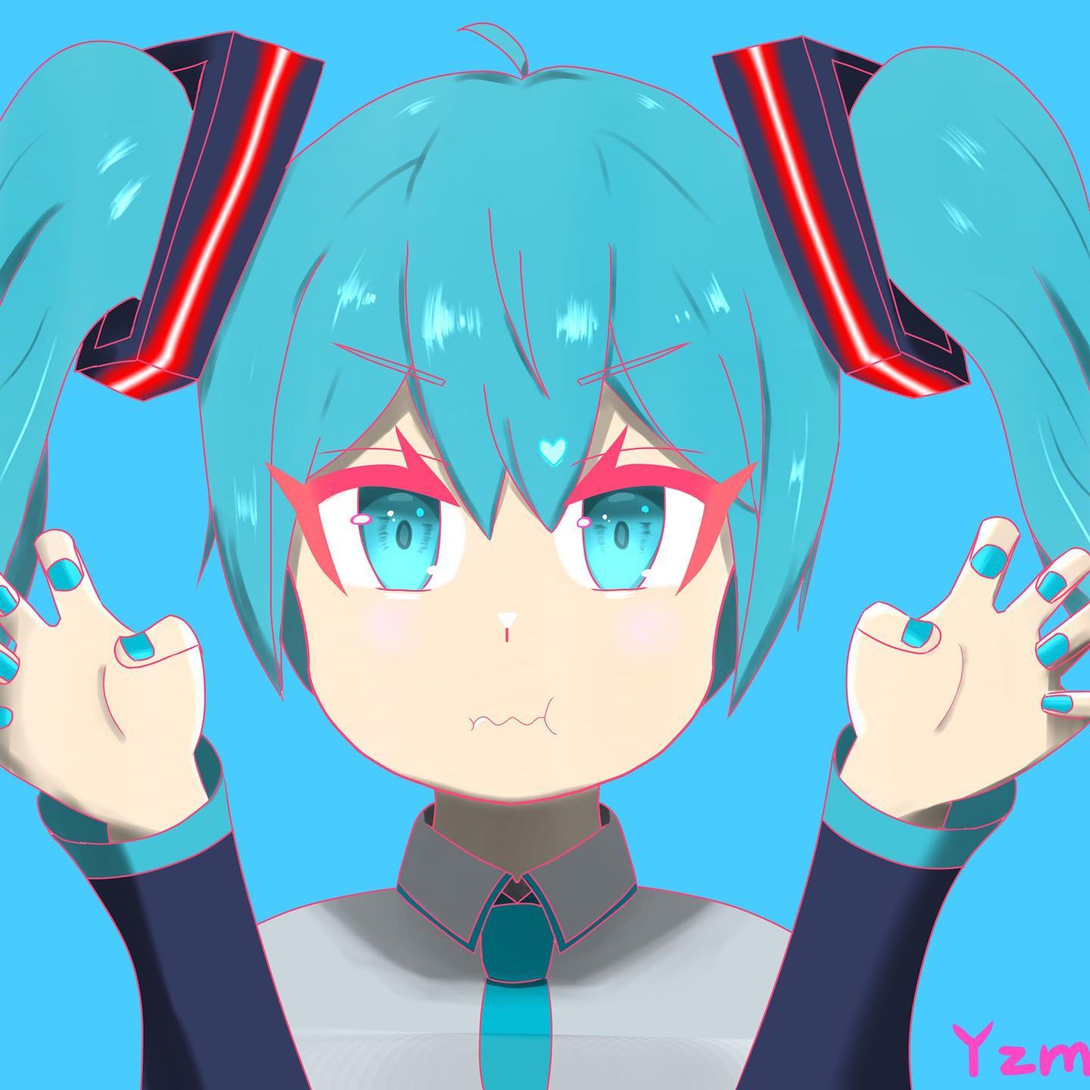 #初音ミク　#illustration 
線画の色変えてみた-1