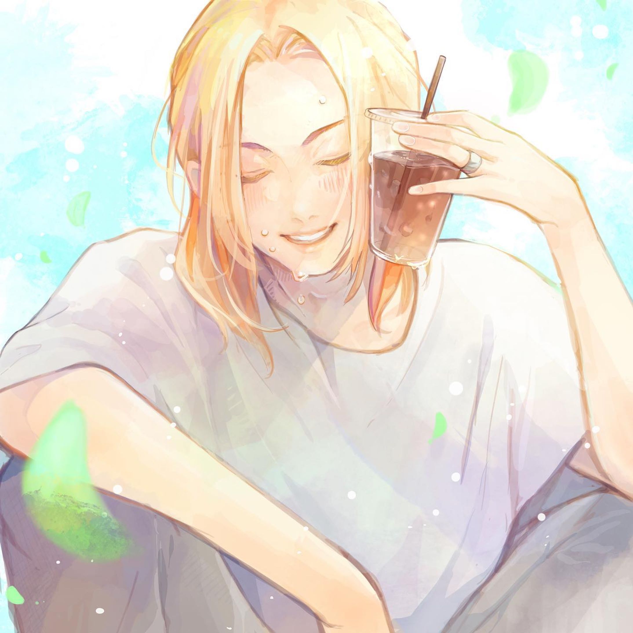 .
 
 
暑い夏の日...🌿🫧
　
　
ひんやり冷えた飲み物が美味しい季節ですね🥤🧊

　
　

#illustration #illustgram #イラスト #illust #絵 #デジタルアート #art #その瞬間に物語を  #創作 #オリジナルイラスト  #淡い色合いが好き　#光 #期待 #笑顔 #優しい　#ホッとする瞬間　#今この瞬間　#光に乗せた私の思い
#Procreate #boy
#アイスコーヒー #コーヒー 
#ドリンク #夏の日 #日差し #汗-1