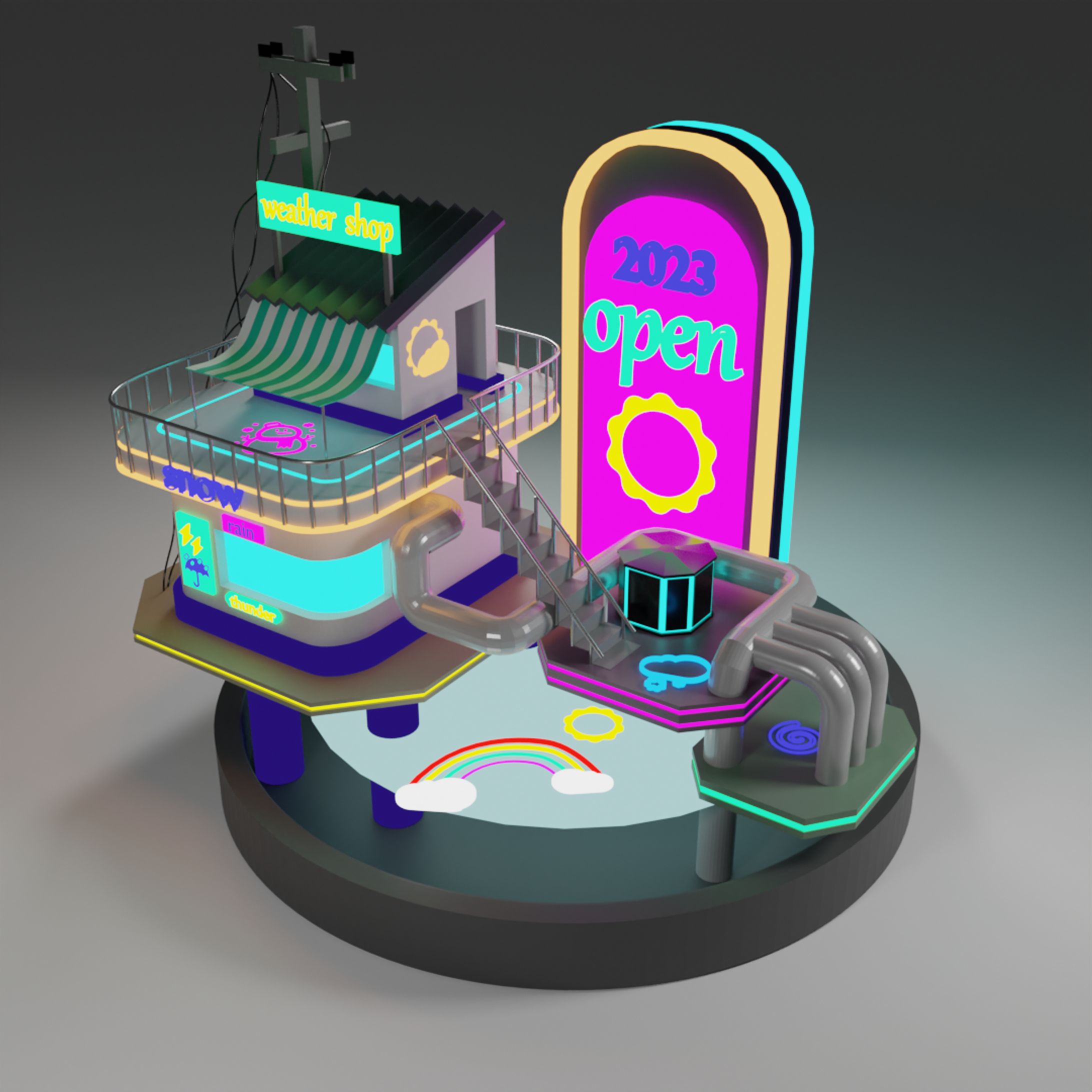 天気のお店　3Dモデリング-1