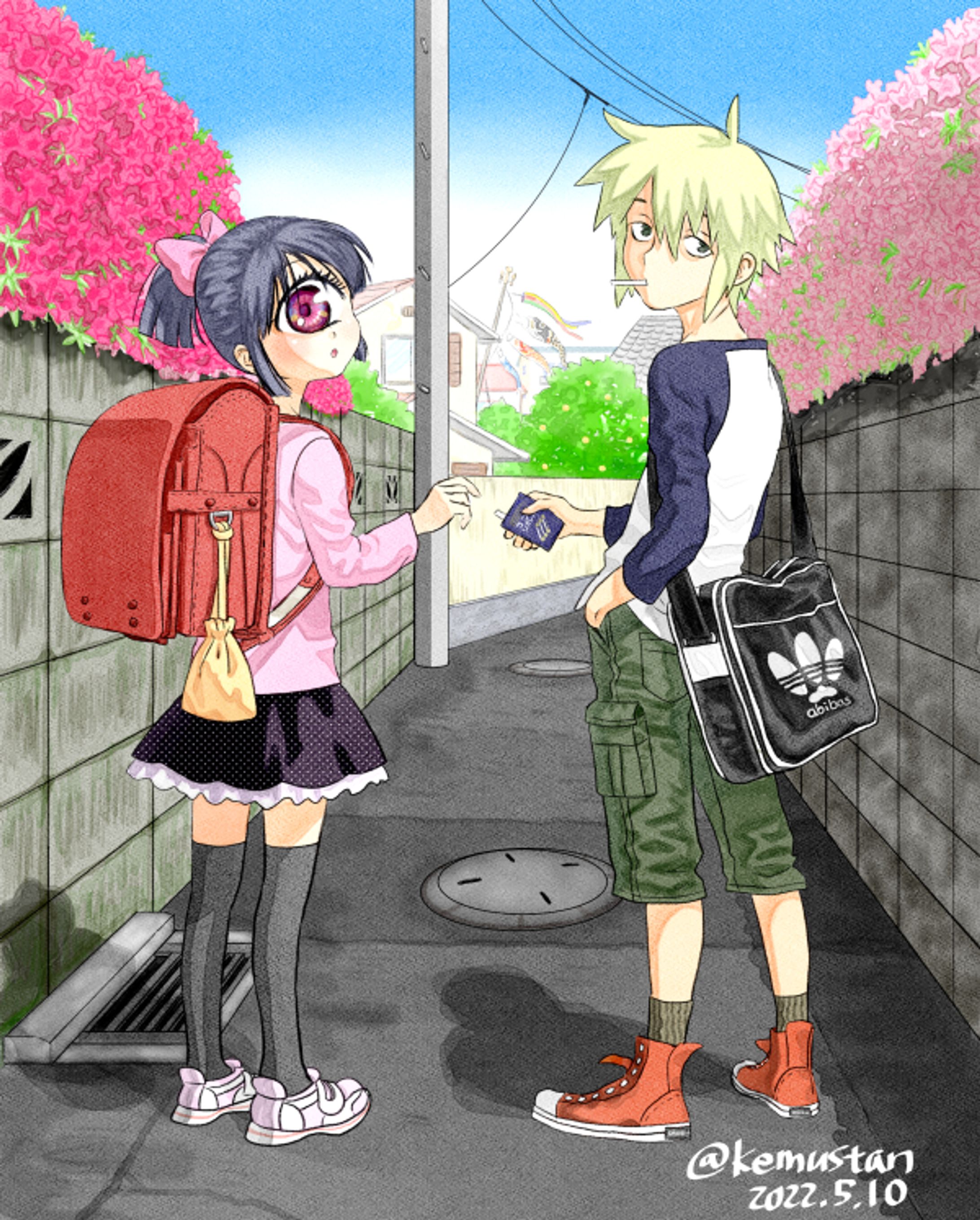 学校帰りの裏道でココアシガレット-1