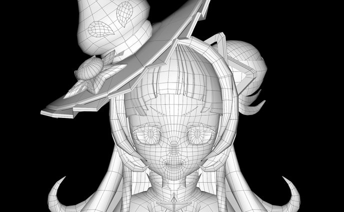 Vtuberの二次創作（モデル：紫咲シオンさん）（ワイヤーフレーム表示）