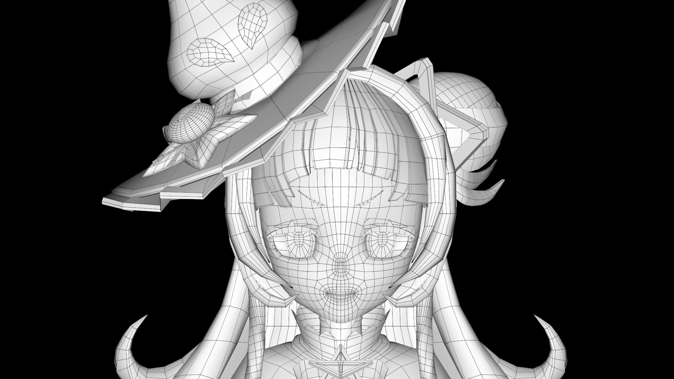 Vtuberの二次創作（モデル：紫咲シオンさん）（ワイヤーフレーム表示）-1