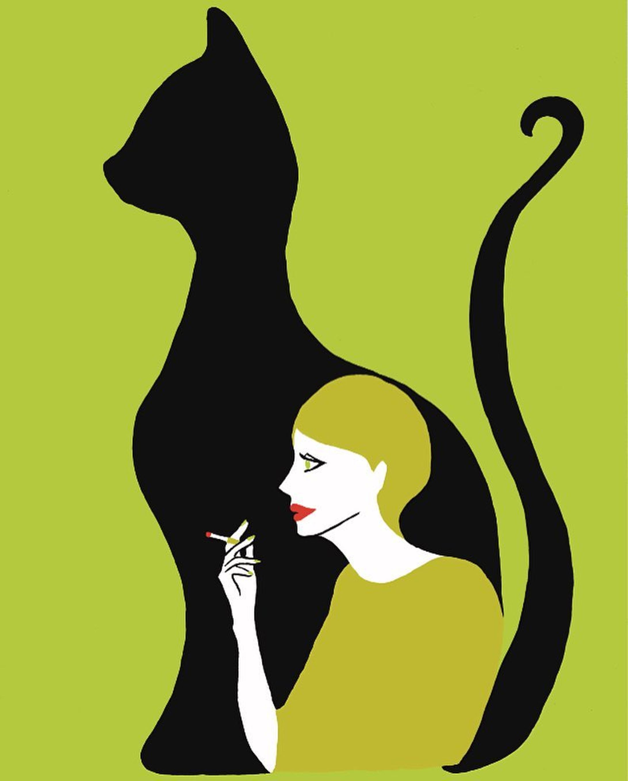 Black cat #blackcat #cat #cats #female #cigarette #illustration #art #cafe #coffee #tea #animal #french #afternoon #drawing #painting #黒猫  #猫 #女性 #カフェ #煙草 #珈琲 #紅茶 #午後 #フランス #イラスト #イラストレーター #アート #ポスター #poster-1