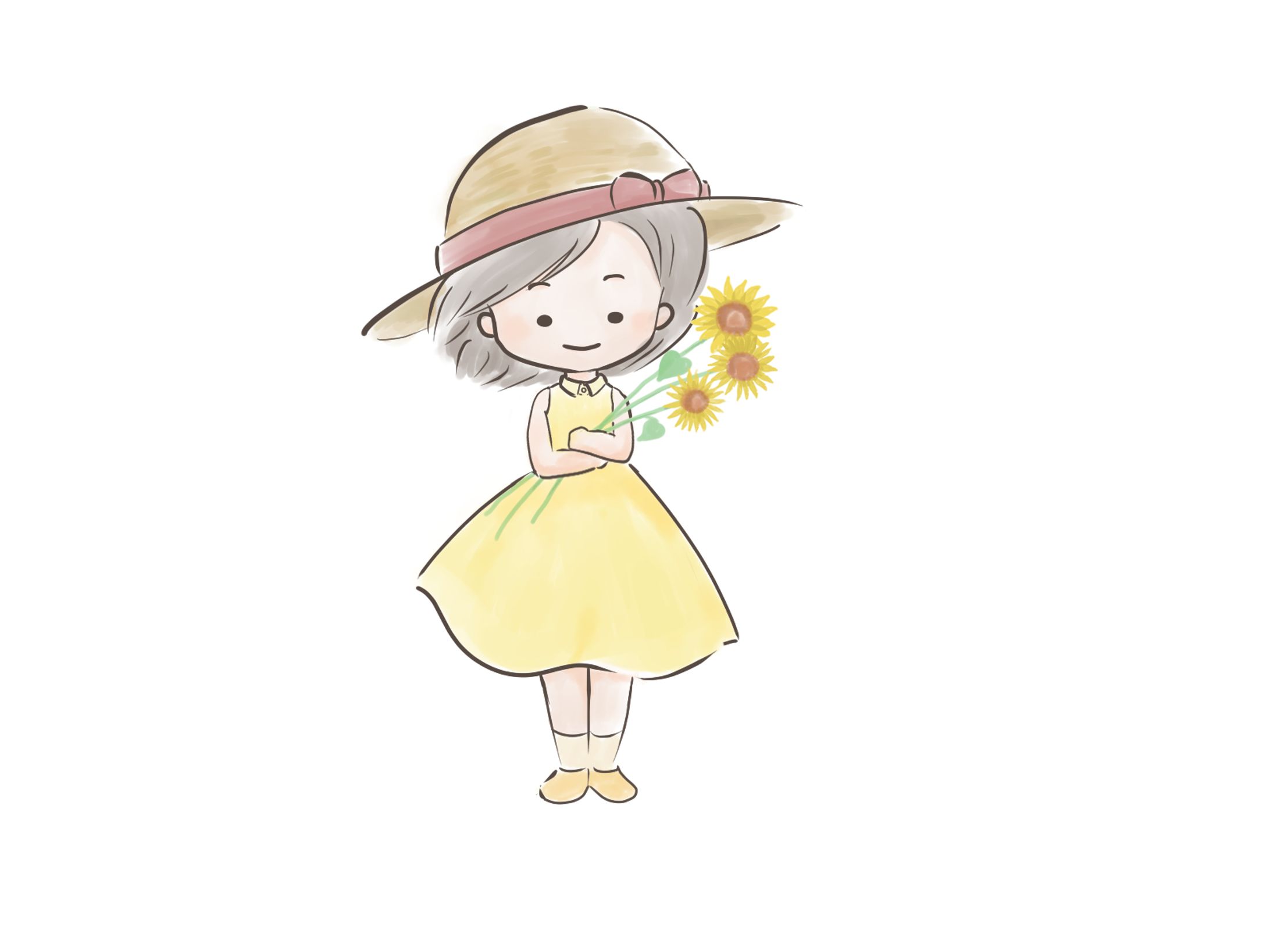 水彩風の子どもたち　３点-1