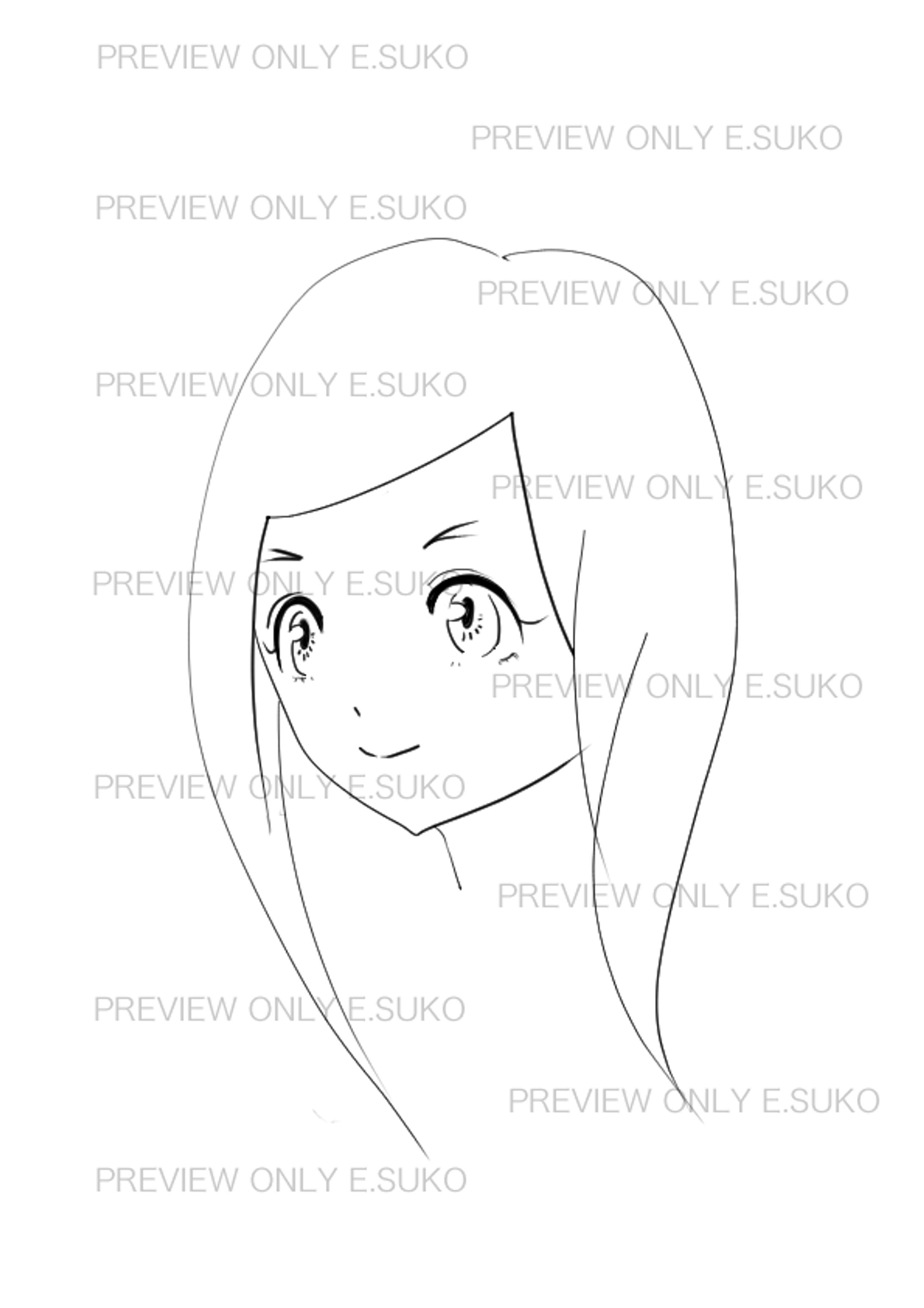 女性　線画-1