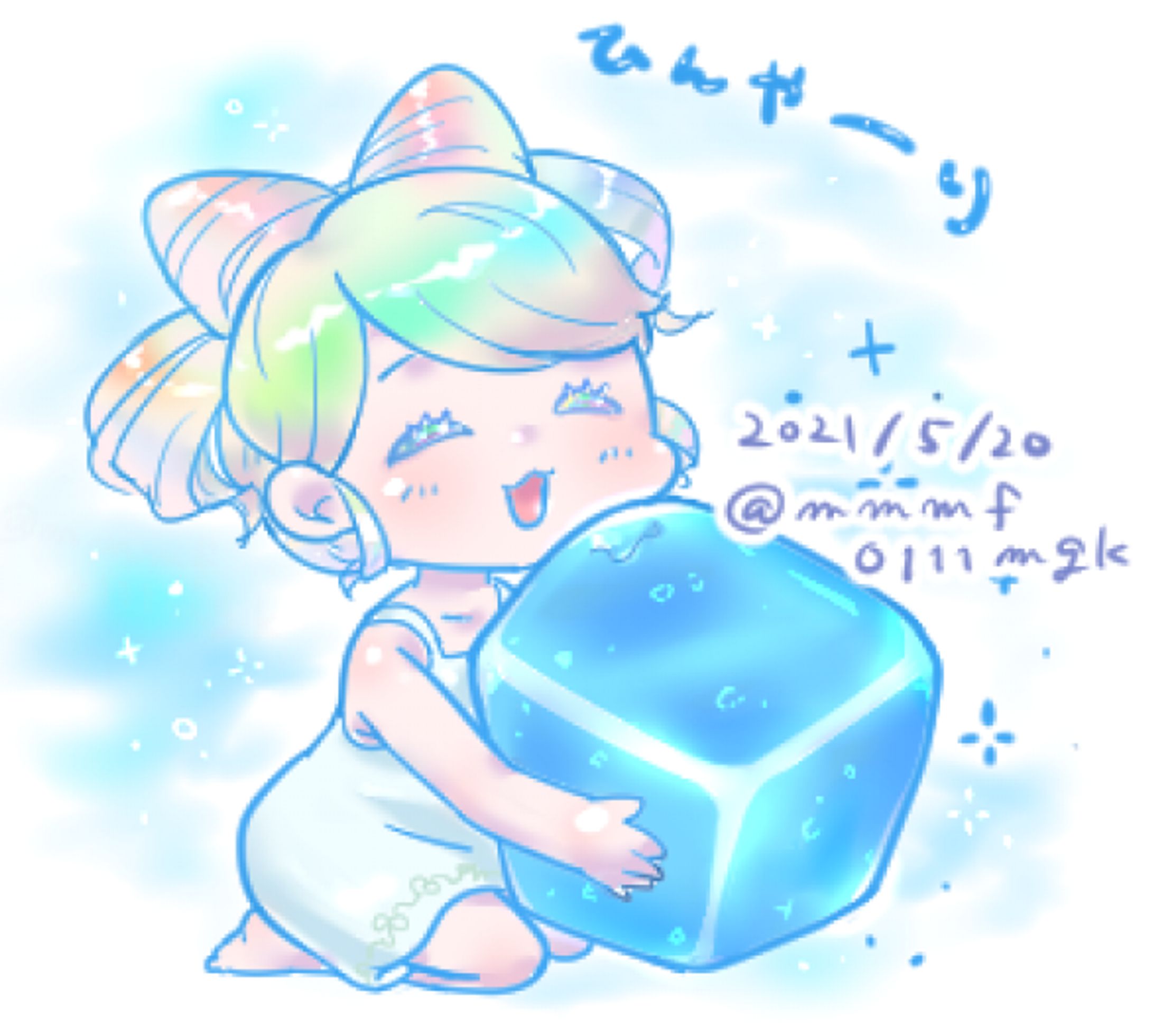 氷で涼む少女-1