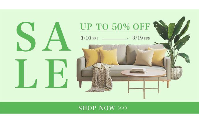 インテリアショップの広告バナー（架空）