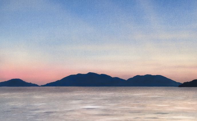 大串海岸　風景画（パステル調）