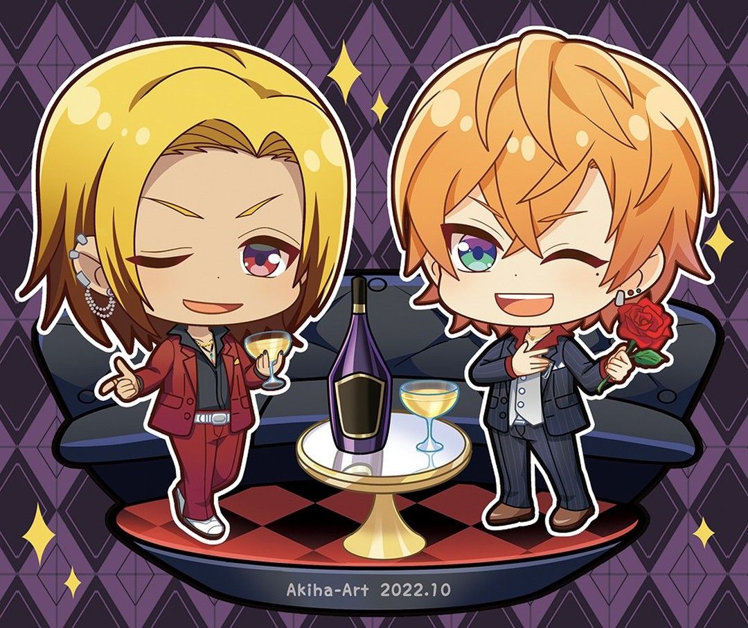 ホストクラブのイケメン達のミニキャライラスト グッズ系や