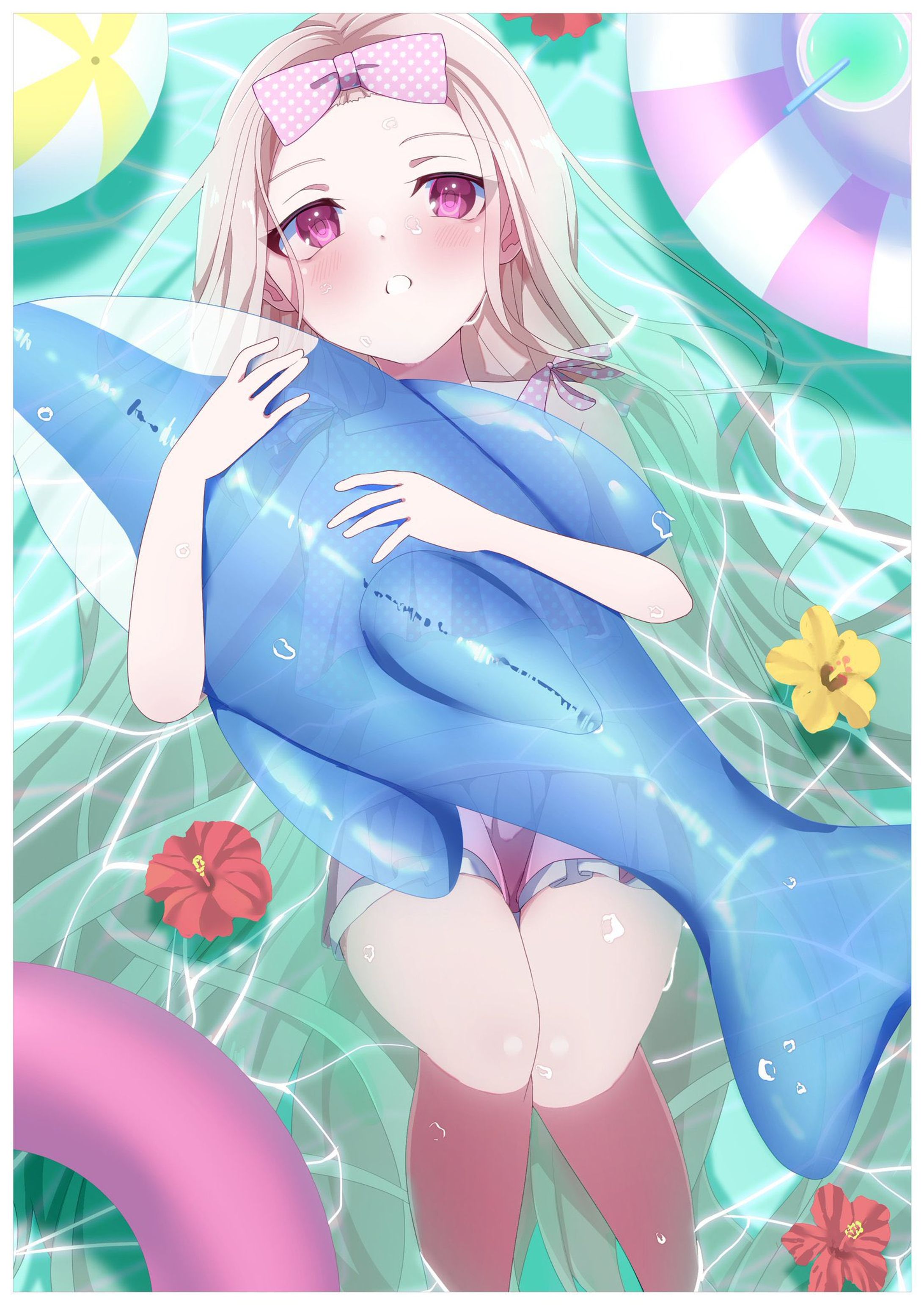 創作　いるかさんの浮き輪と女の子-1