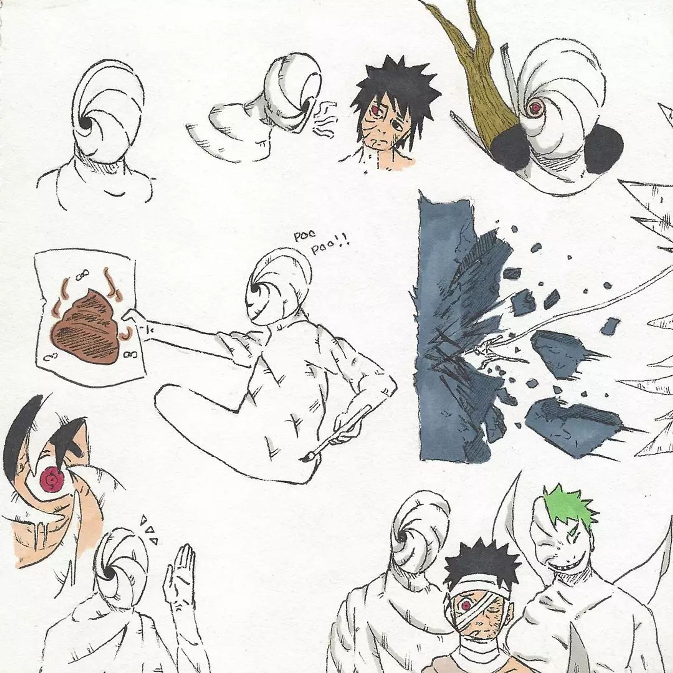Guruguru collage
•
•
🎨materiales: 
-Estilógrafo Sakura 0.5
-Marcadores a base de alcohol Promarker
•
•
•
[Tags]
#naruto #narutoshippuden #obito #guruguru #zetsu #sketch #sketchbook #sketching #sketches #sketchaday#draw #drawings#arte #arts #art🎨. #art #artwork #artist-1