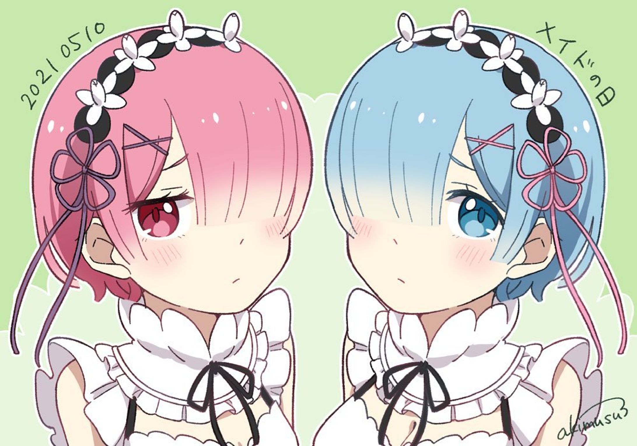 アニメ見た記念
初描きラムとレム
#reゼロから始める異世界生活 
#メイドの日-1