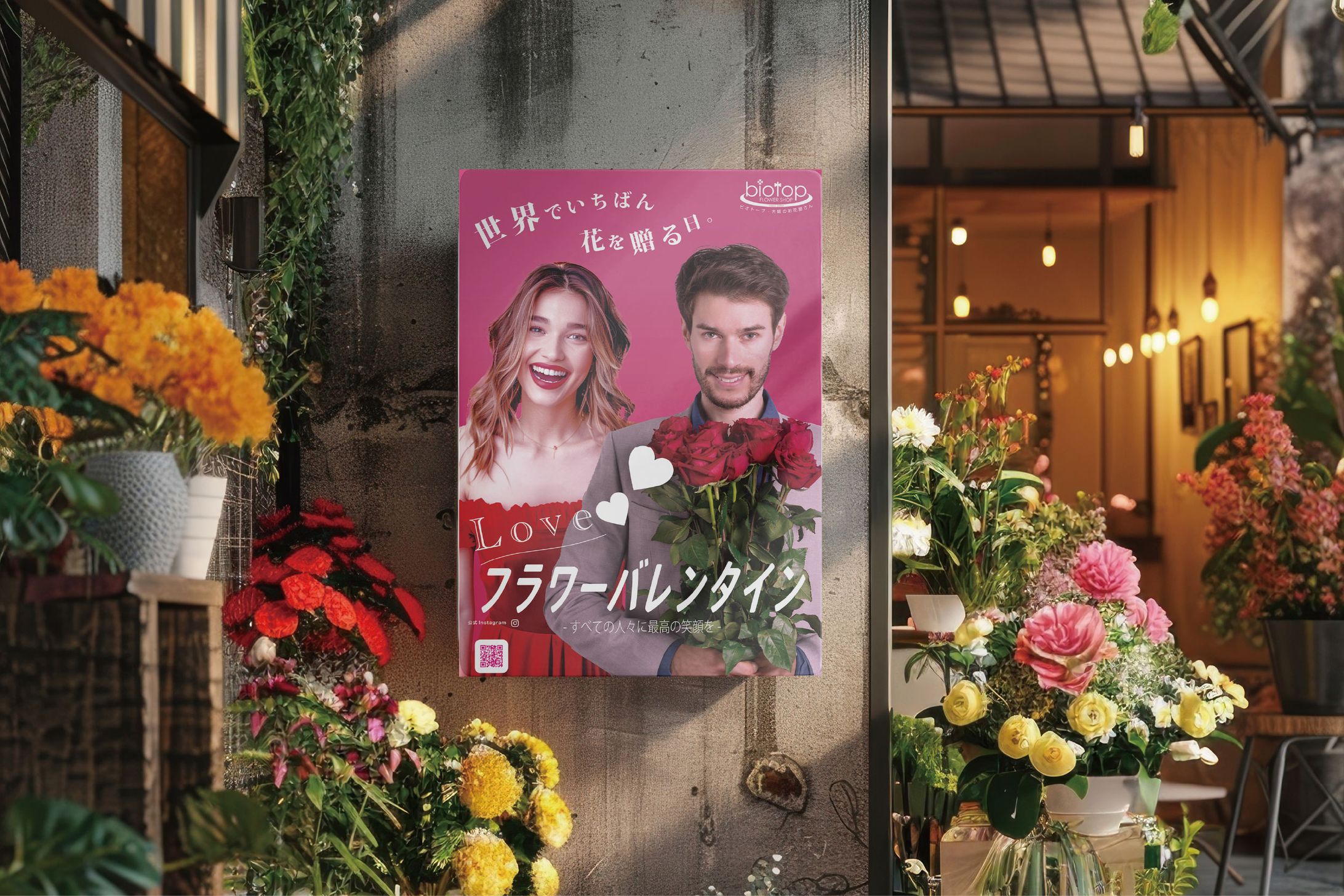 【店頭販促】フラワーバレンタイン告知ポスター-1