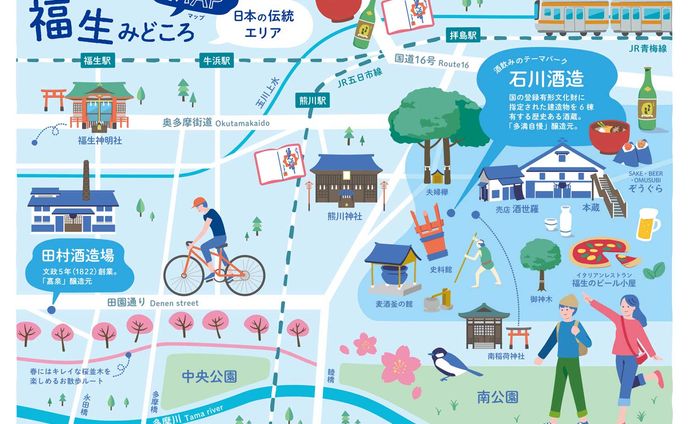 【実績】石川酒造株式会社　福生みどころMAP　イラスト