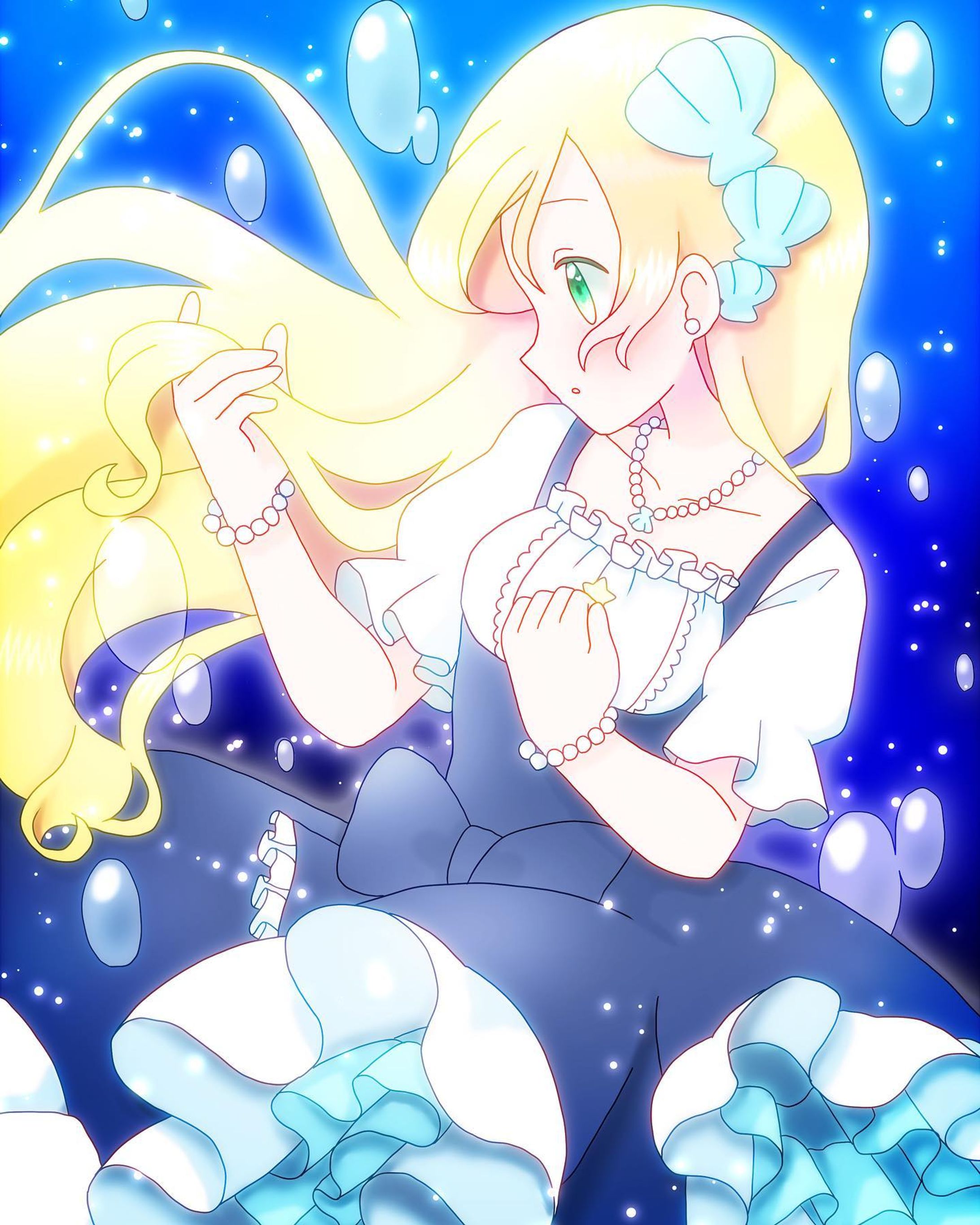 🌊　#イラスト　#お絵描き　#illustration #illust #オリジナル　#オリジナルイラスト　#オリジナル絵　#女の子　#女の子イラスト　#デジタル　#デジタル絵　#デジタルイラスト　#海　#水中　#フリル　#ロリィタ　#ロリィタファッション　#ロリータ　#ロリータファッション　#青-1