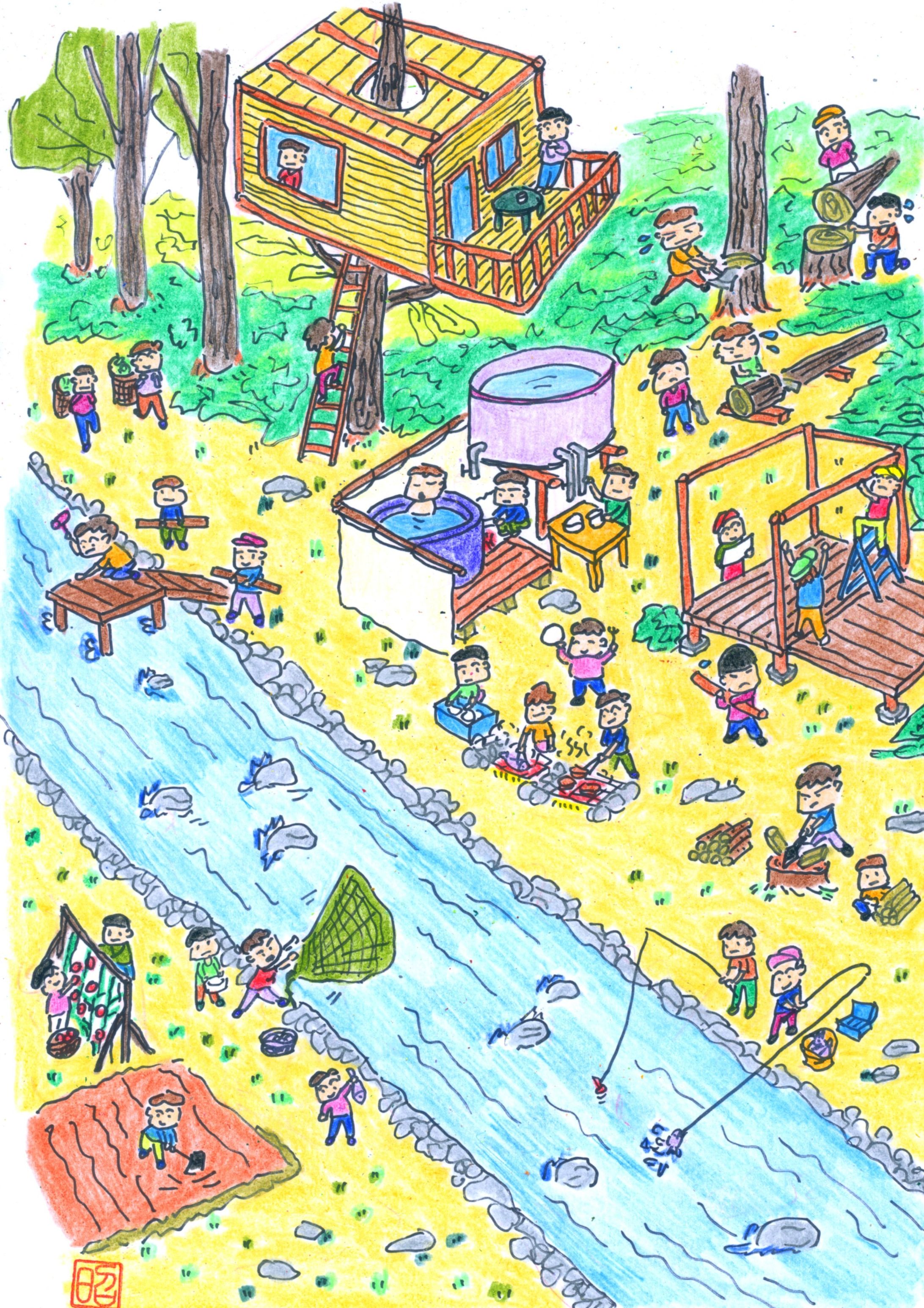 自然で過ごす少年たち-1