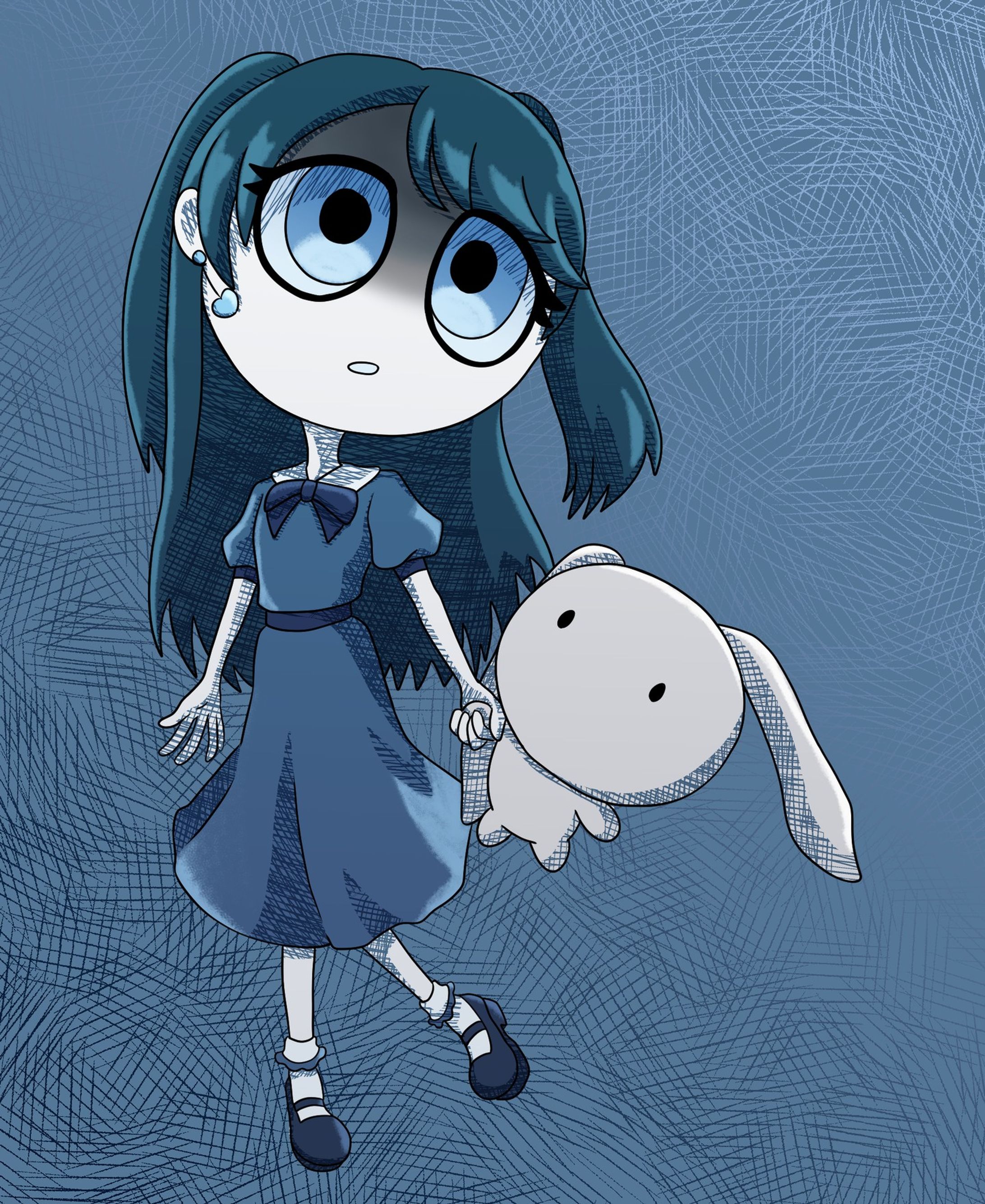 こういうファッションいいよね

#女の子 #メンヘラ #ヤンデレ #ぬいぐるみ #ブルー #うさぎ #ピアス #ハーフツイン #闇 #digitalart #イラスト-1