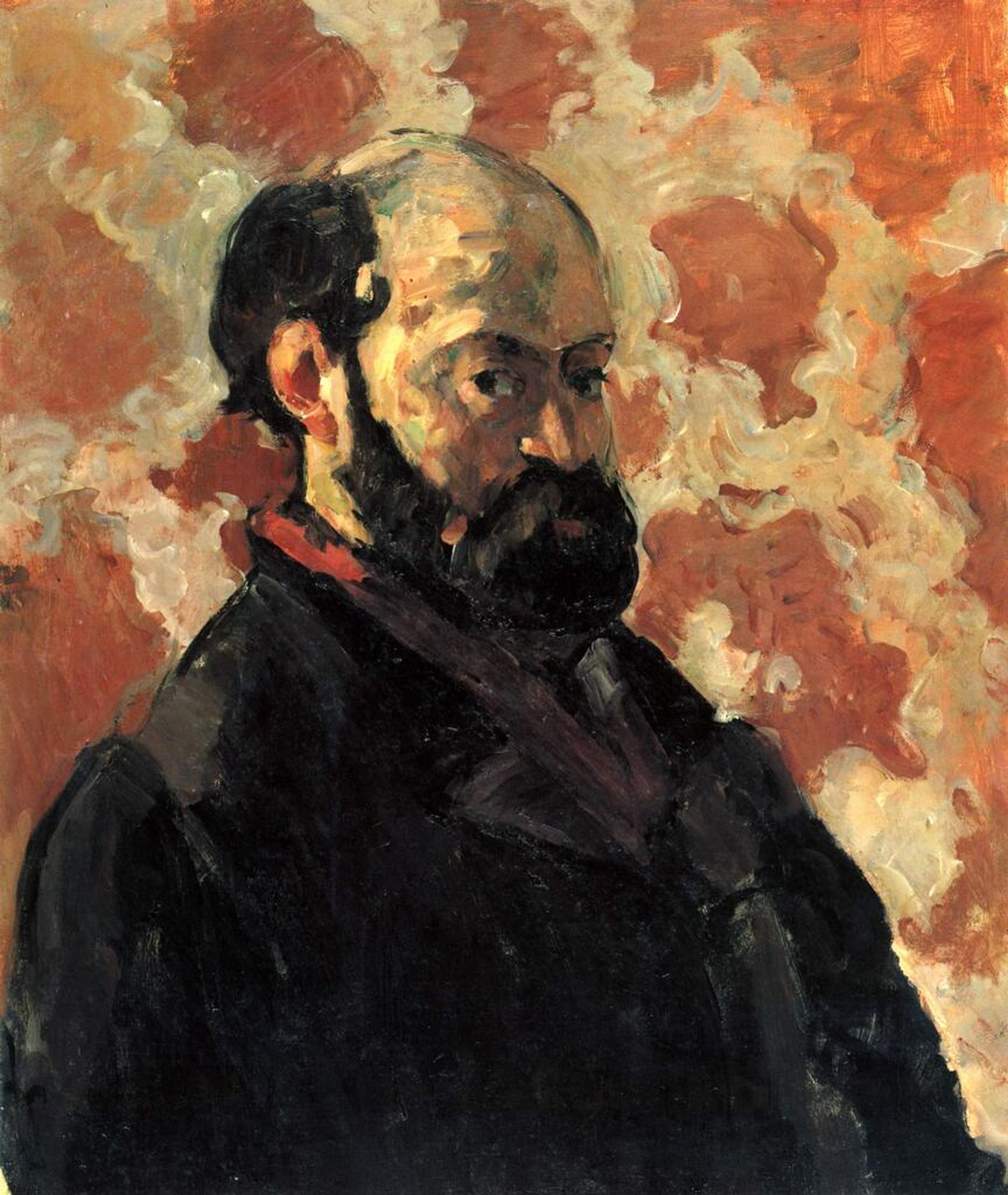 Self-portrait in front of a pink background-1