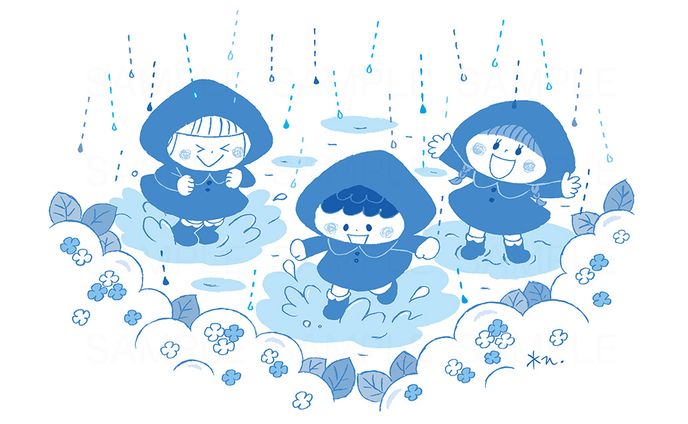 雨と子供達
