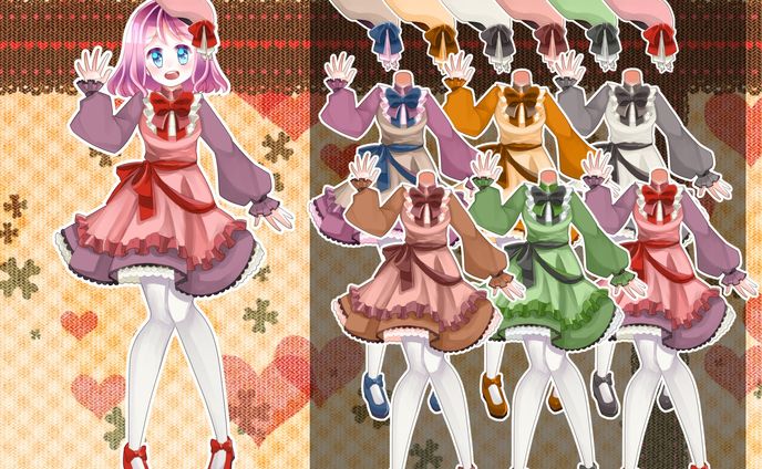 【VTuber素材】ケーキ風カラーワンピース