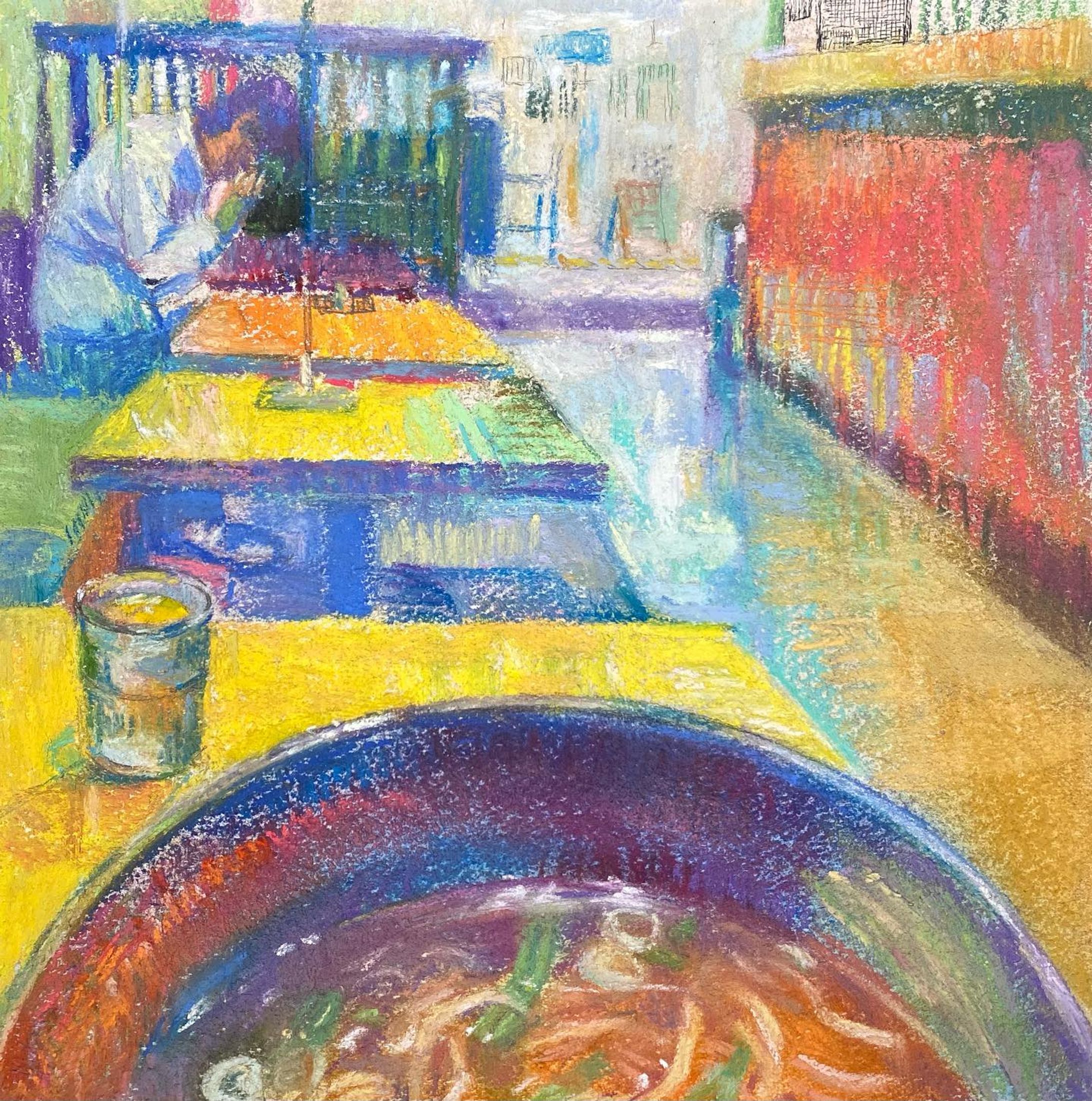new pastel work.
the noodles restrant in my local station.
#パステルアート #タブロー　#pastelwork #フェミニストアート #蕎麦屋
#artworks #landscapepainting #miranartworks #miranrin
#femistart #アート好きな人と繋がりたい #japan #londonarts-1
