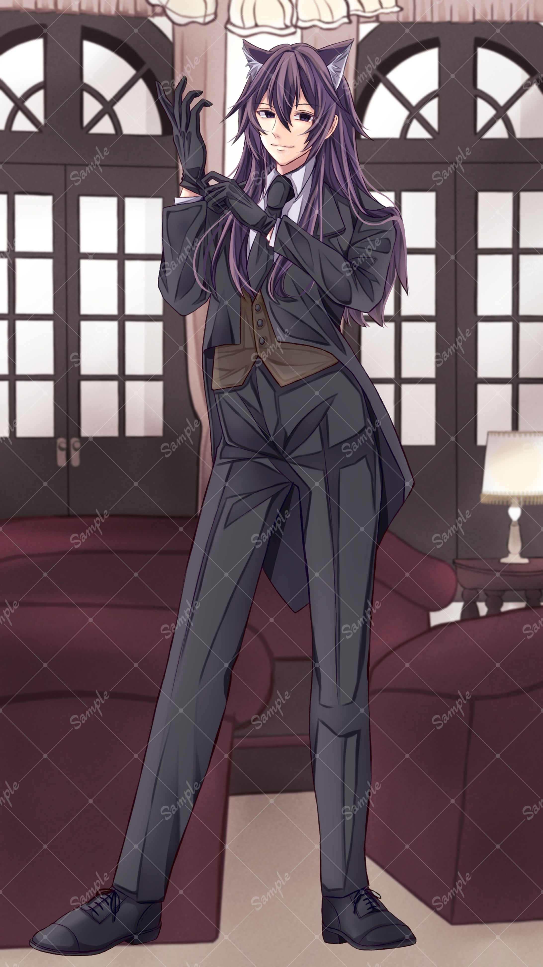 男性ライバー様全身イラスト背景あり1枚絵-1