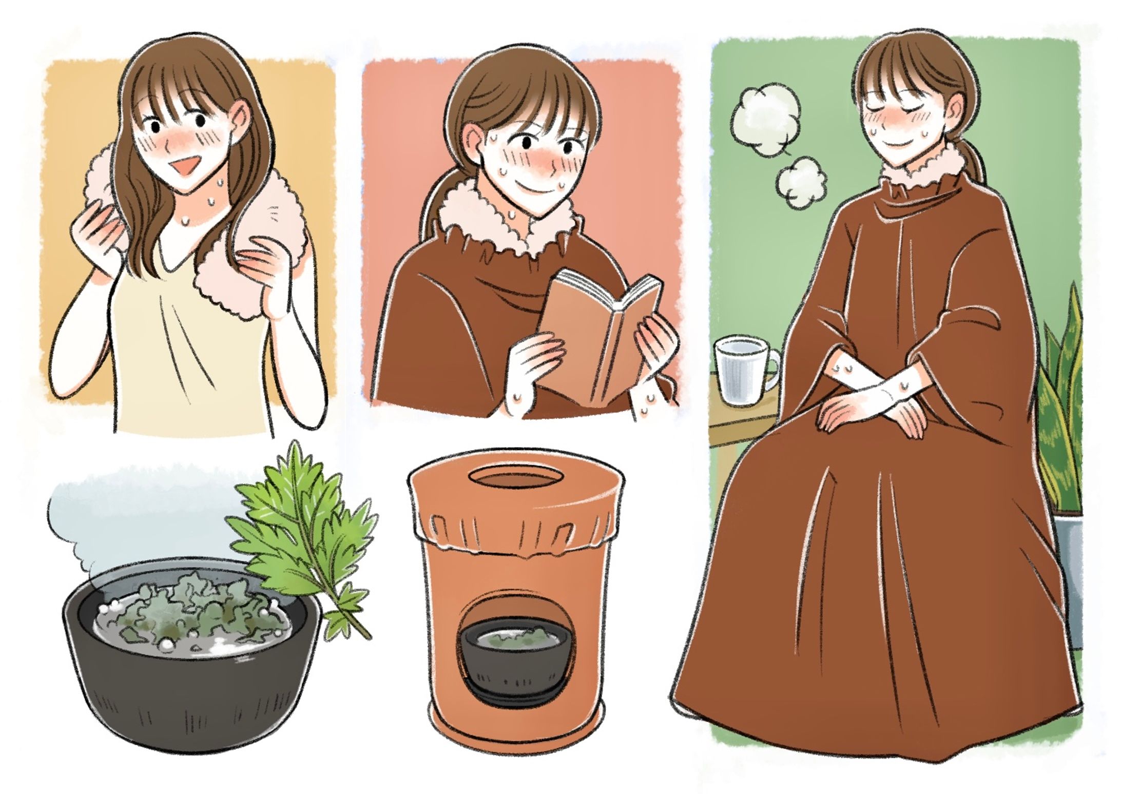 【カットイラスト】よもぎ蒸しイラスト-1