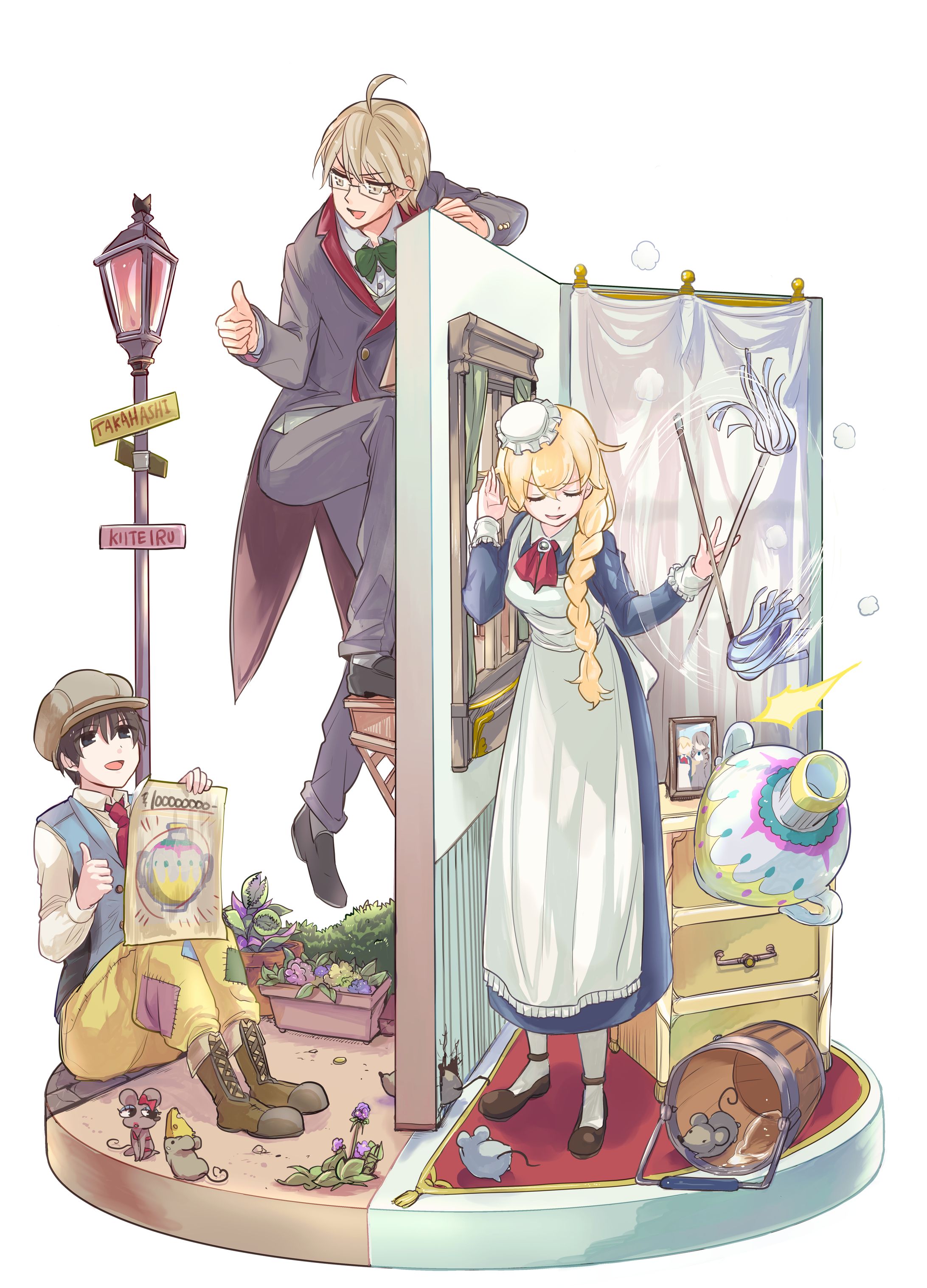 高橋さんが聞いている。2015年11月カラーイラスト-1