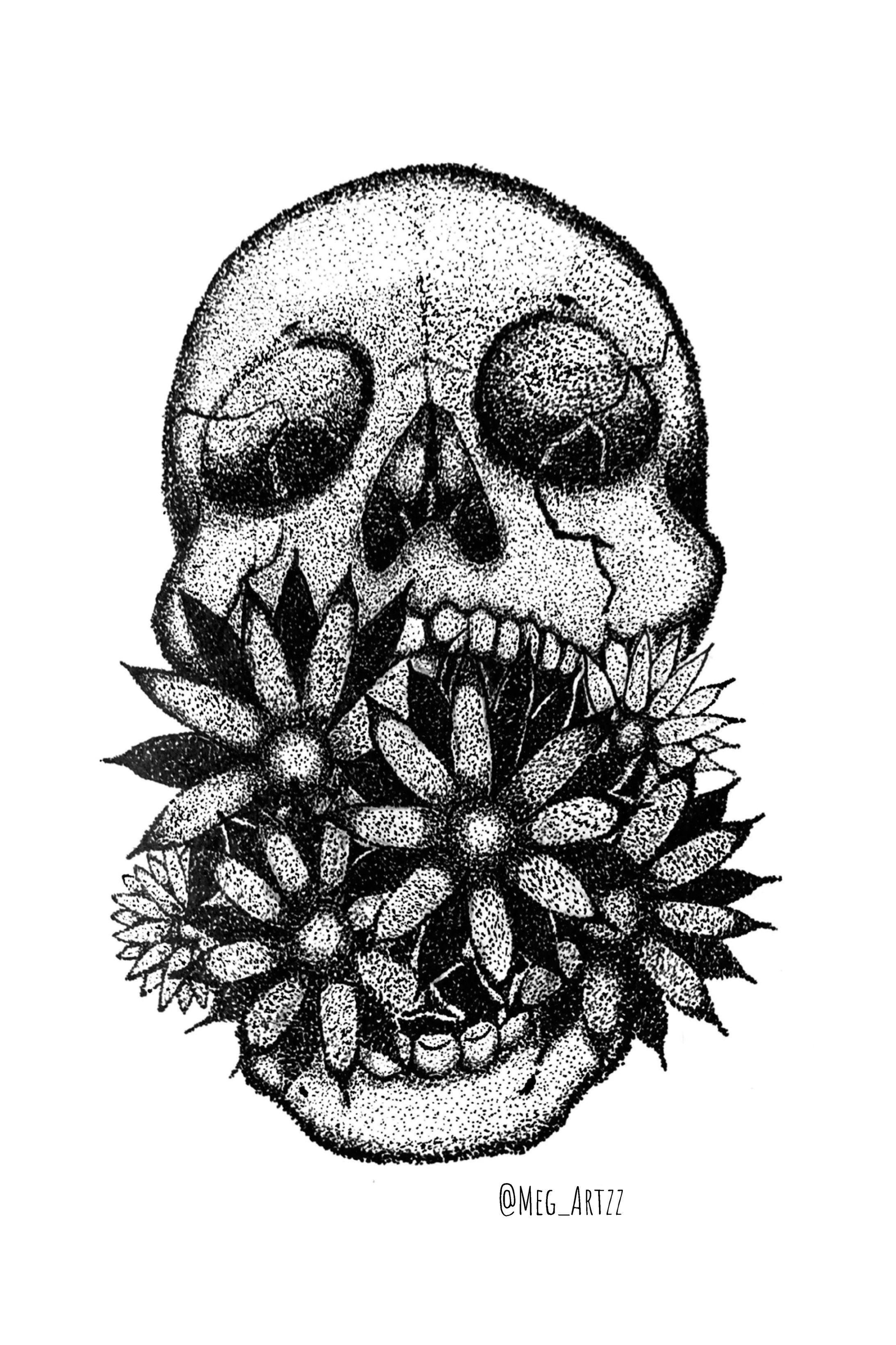Skull stippling from sketchbook-1