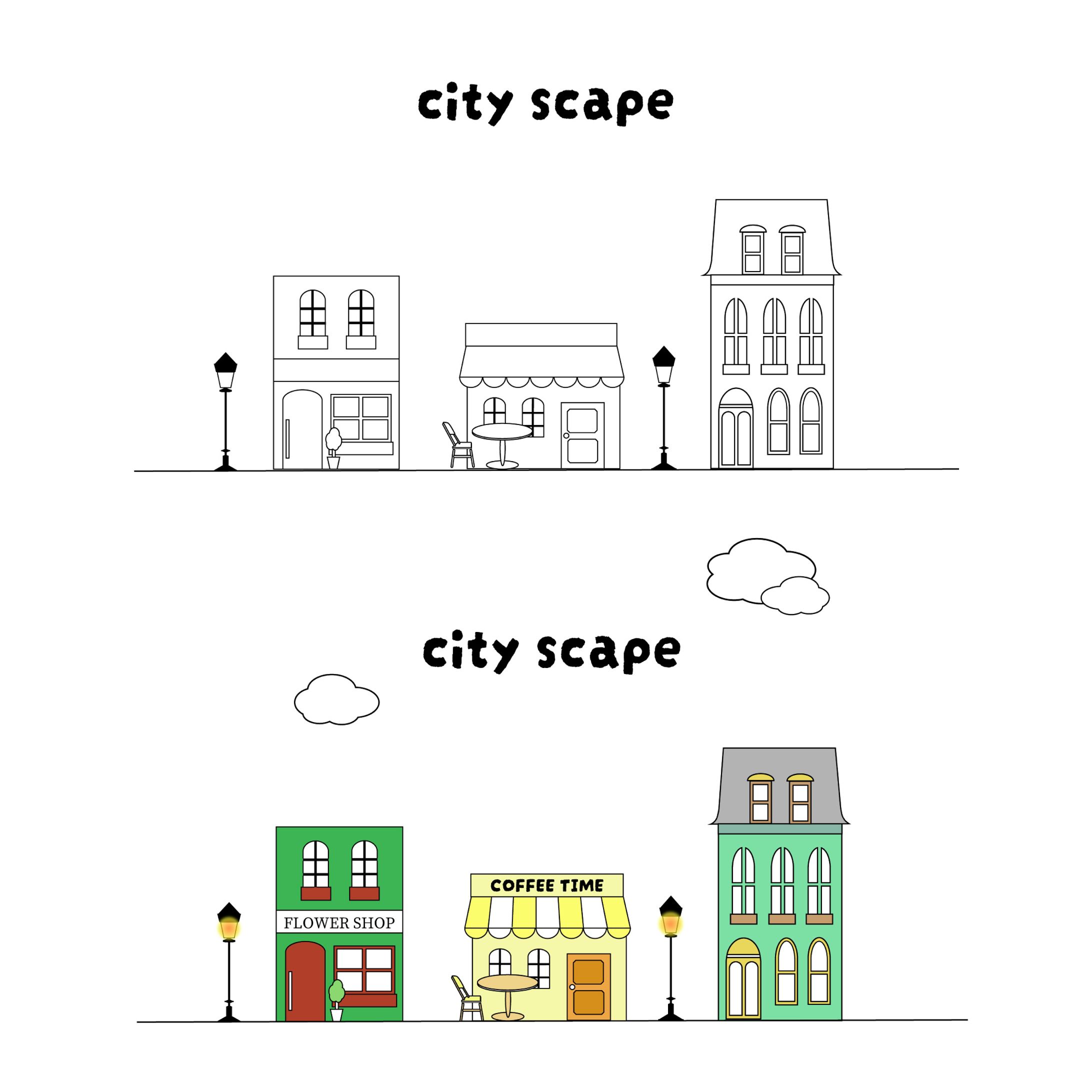 街並みイラスト（ストックイラスト）-1