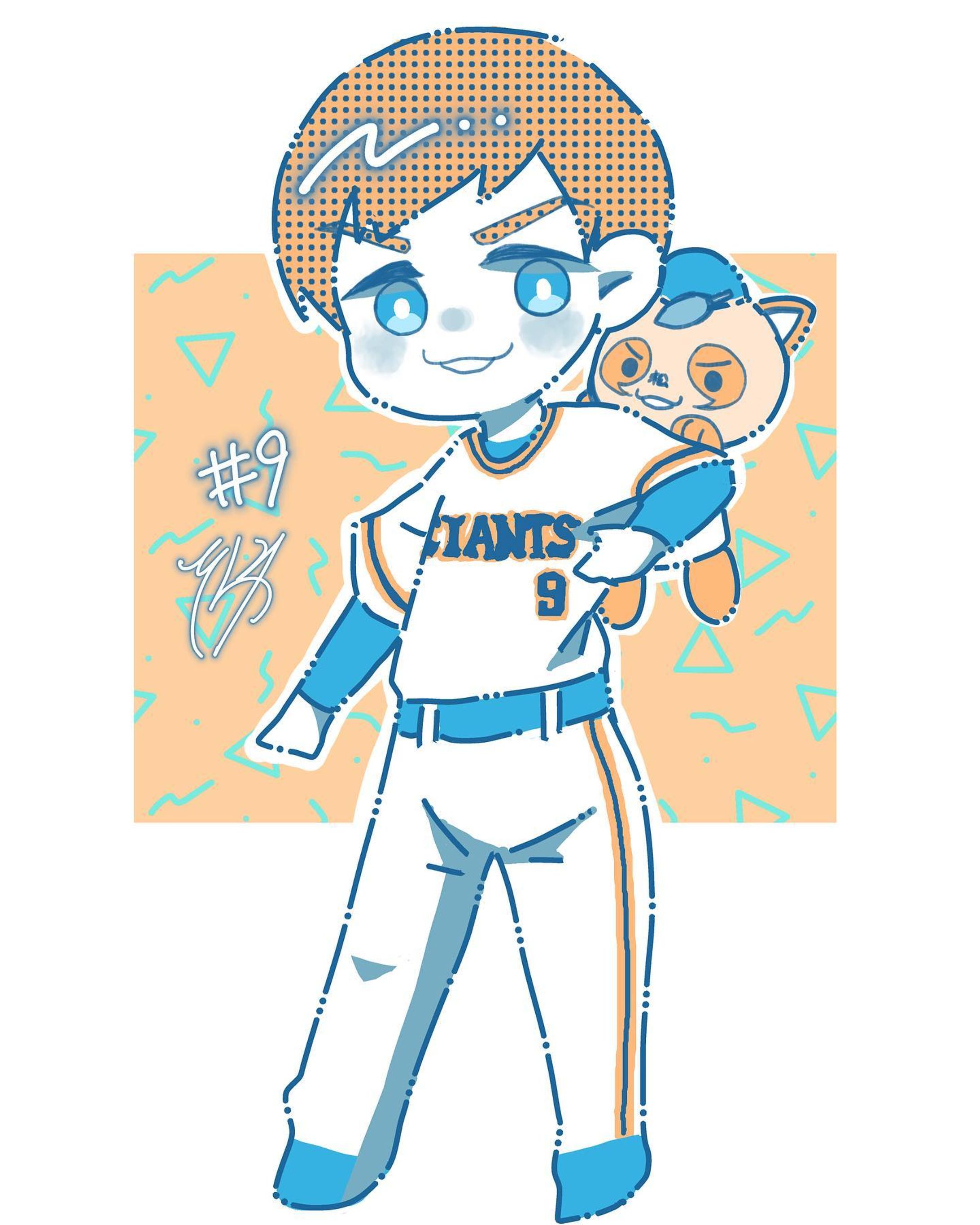 本当に好きなので本当に頑張ってほしいし一軍での活躍見たいしでも本人も頑張ってないわけなくてもどかしいけど大好きなんです永遠に応援させてくれ…

#イラスト #illustration 
#選手絵 

#読売ジャイアンツ 
#松原聖弥
#マツタヌキ-1