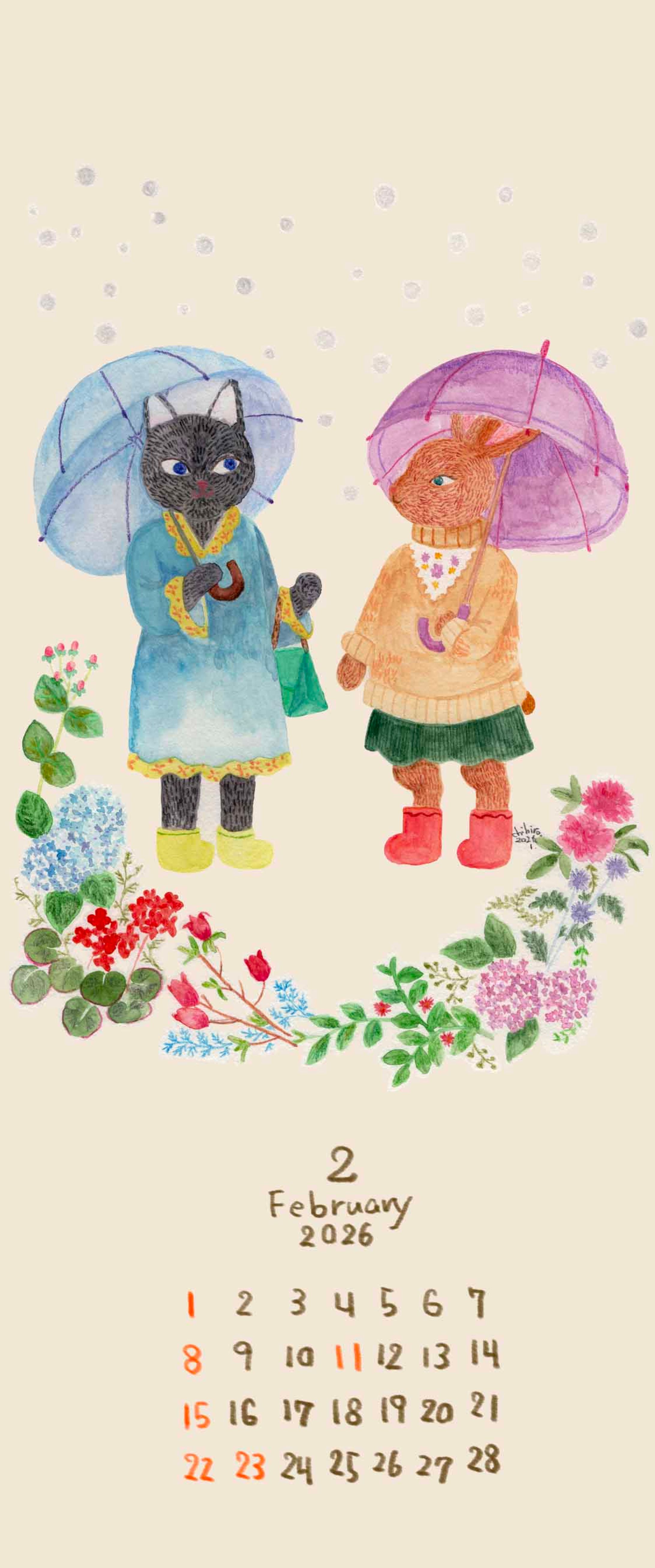 2026 02 chihiro. calendar-1