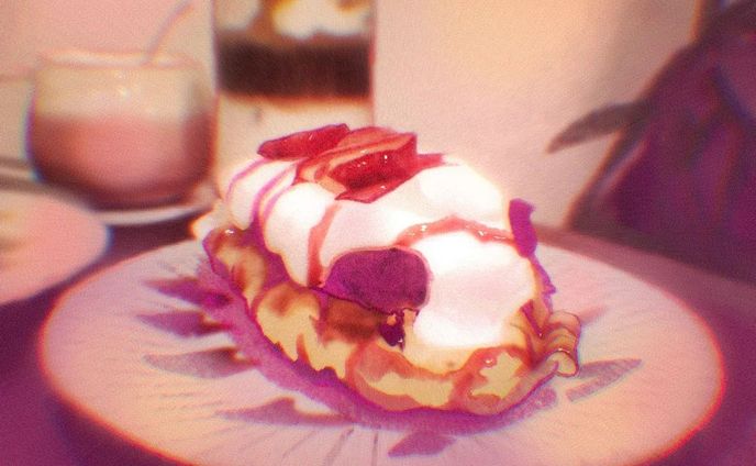 .

#cafe #cake #illustration #art #artwork #strawberry #pink #violet #アート #イラスト