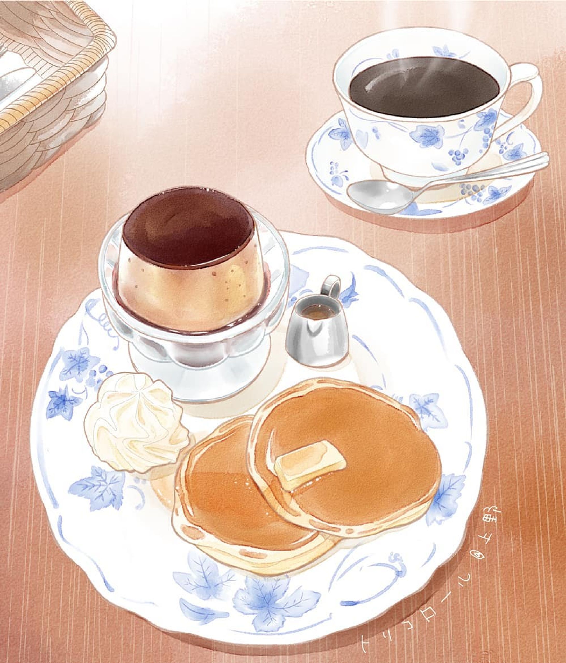 平日限定、プリンとミニホットケーキのセット。

いやぁ私ホットケーキ好きやねんけどプリンも好きでねぇ。

プリンはかたくてずっしりしてなかなかの食べごたえ。
ホットケーキはやわらかくてシンプル。
おいしい。

#illust #illustration #sketch #drawing #artwork #art #foodillust
#イラスト #イラストレーション #食べ物イラスト #スイーツイラスト #イラストグラム #スケッチ #ドローイング #sai #絵が好きな人と繋がりたい﻿ #絵描きさんと繋がりたい

#ホットケーキ
#上野 #上野カフェ #トリコロール #tricolor-1